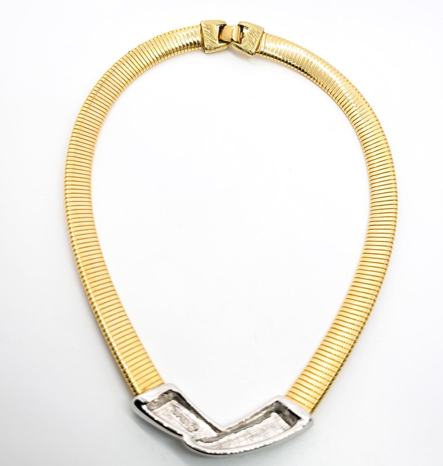 Napier Omega Gold and silver toned retro 80's vintage signed necklace