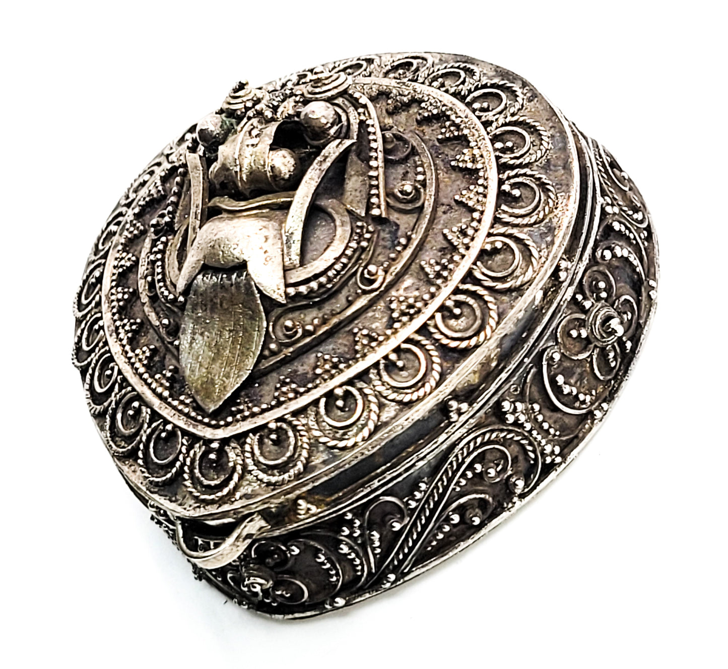 Rangda Balinese demon Queen Large mask sterling silver vintage trinket box jewelry