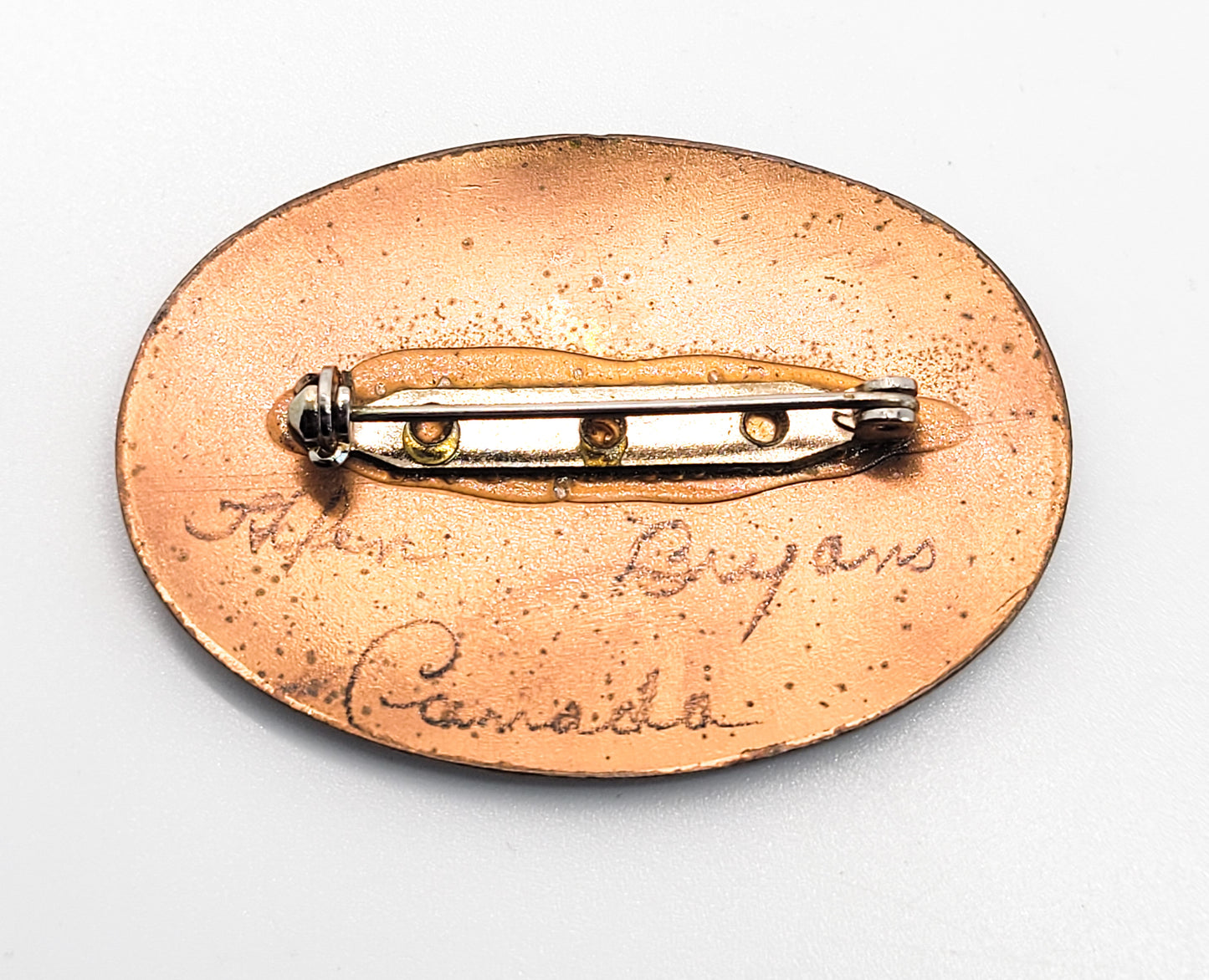 Helen Bryans Modernist enamel on copper vintage brooch Canada