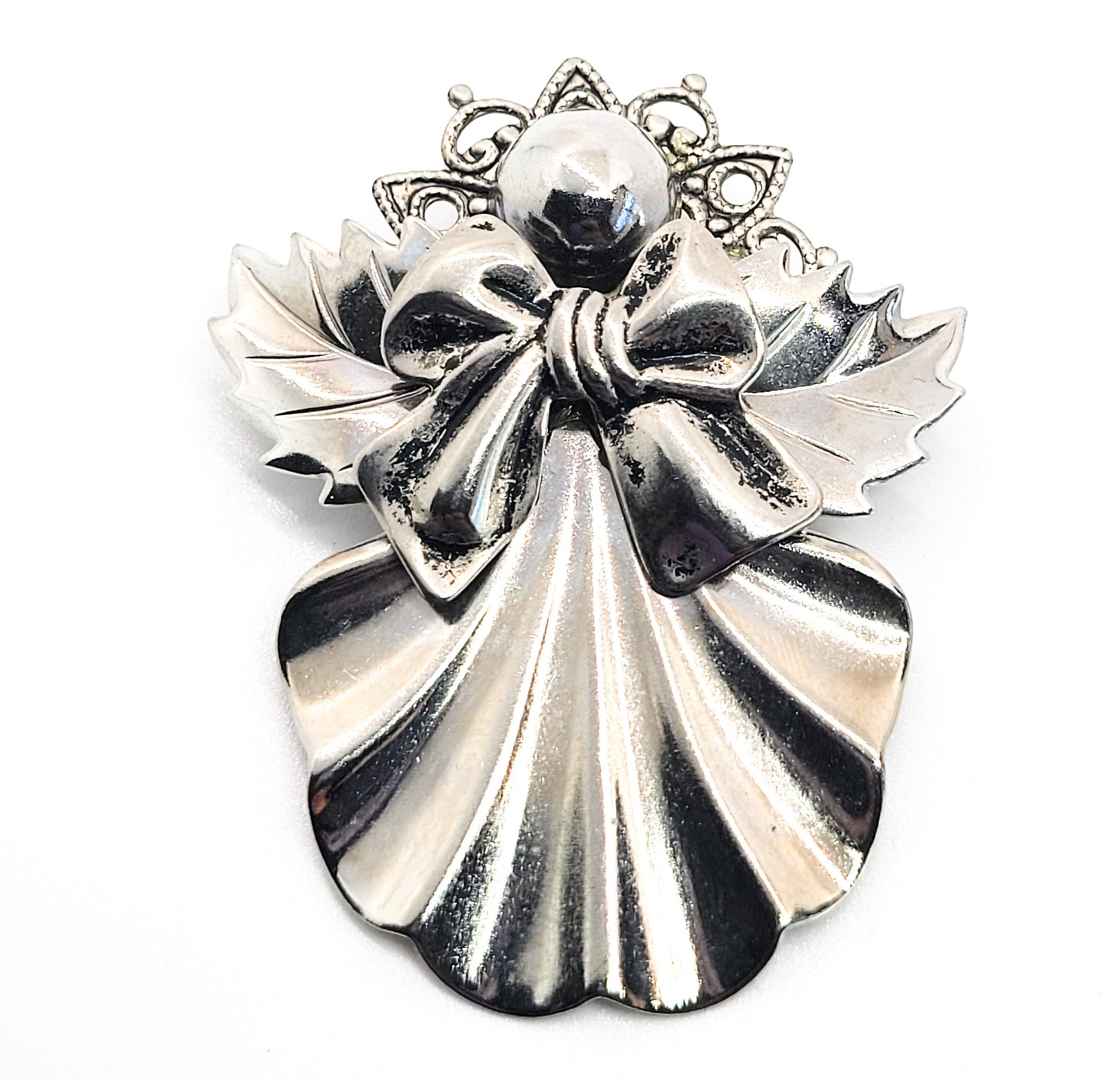 Ramona Crutcher silver toned vintage angel pendant brooch