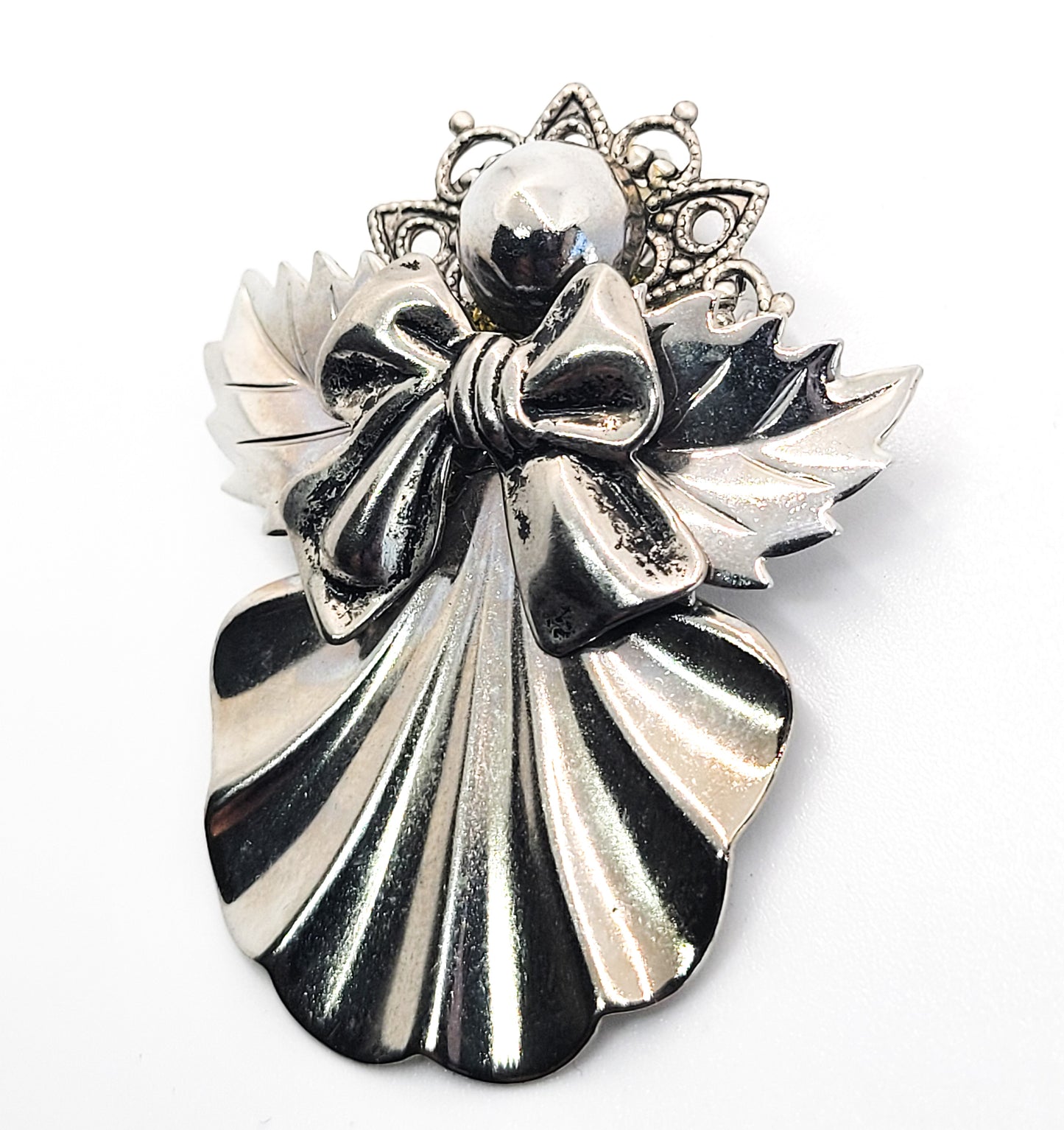 Ramona Crutcher silver toned vintage angel pendant brooch