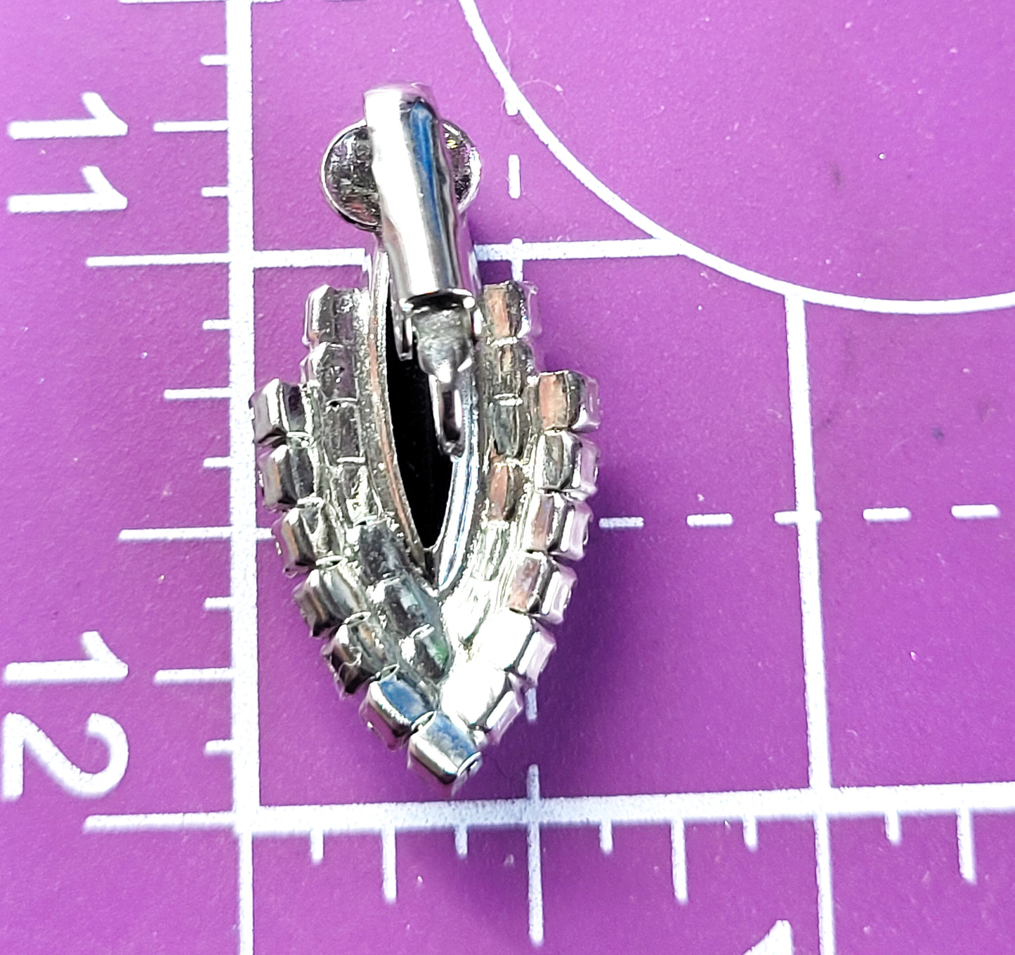 Retro Black and white large Navette vintage rhinestone clip on earrings