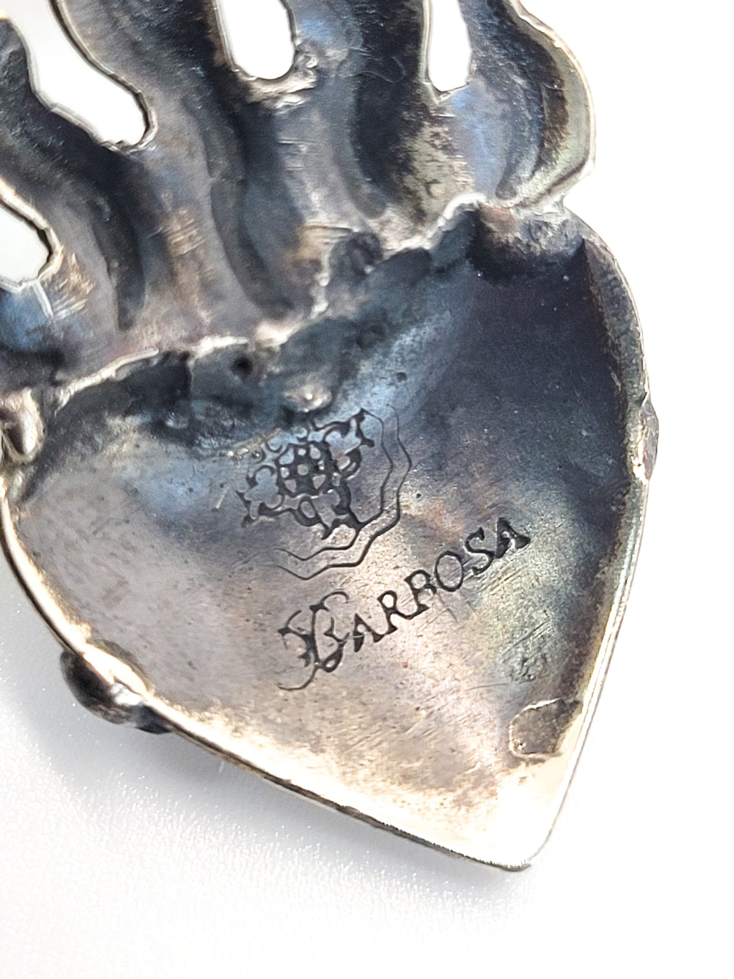Felipe Barbosa signed Sacred Heart turquoise large silver earrings