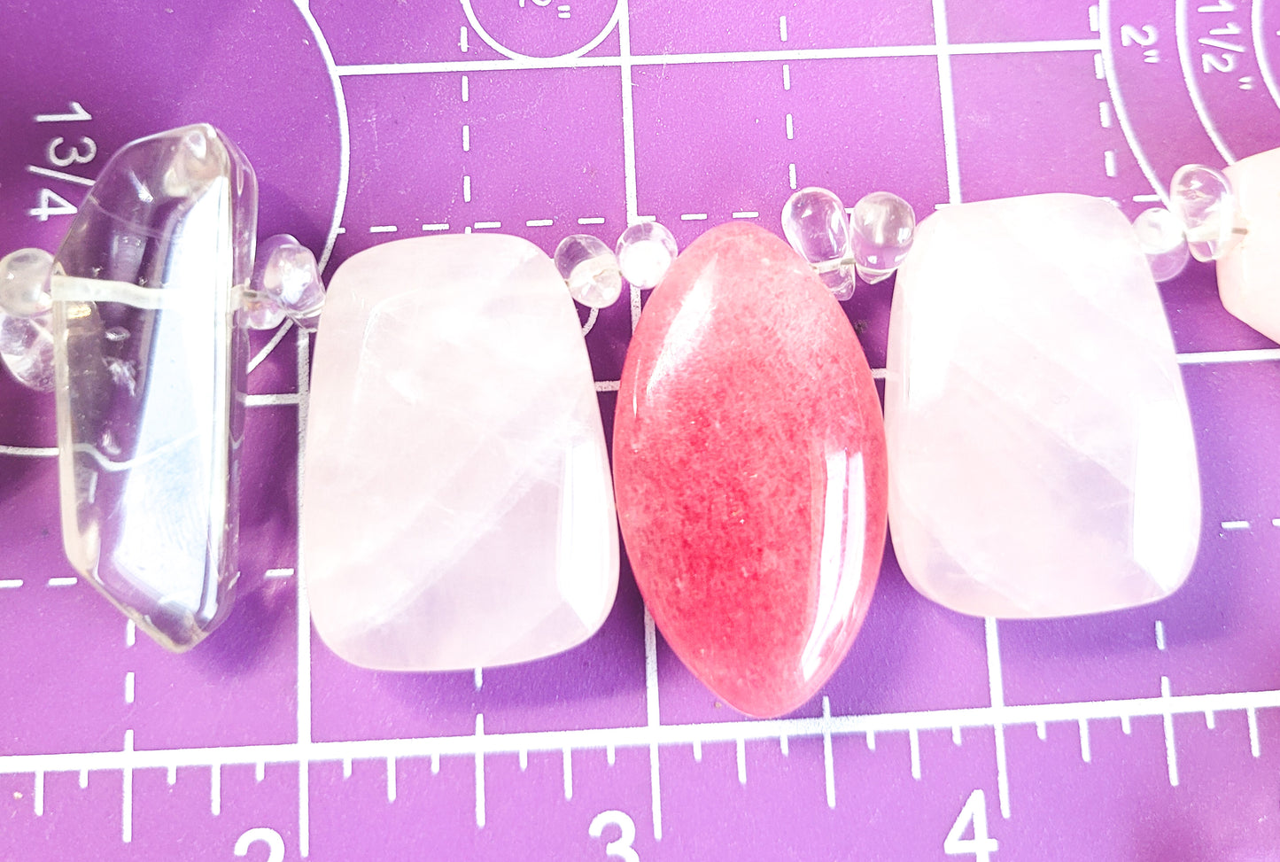 Rose and Strawberry Quartz large chunky gemstone statement necklace