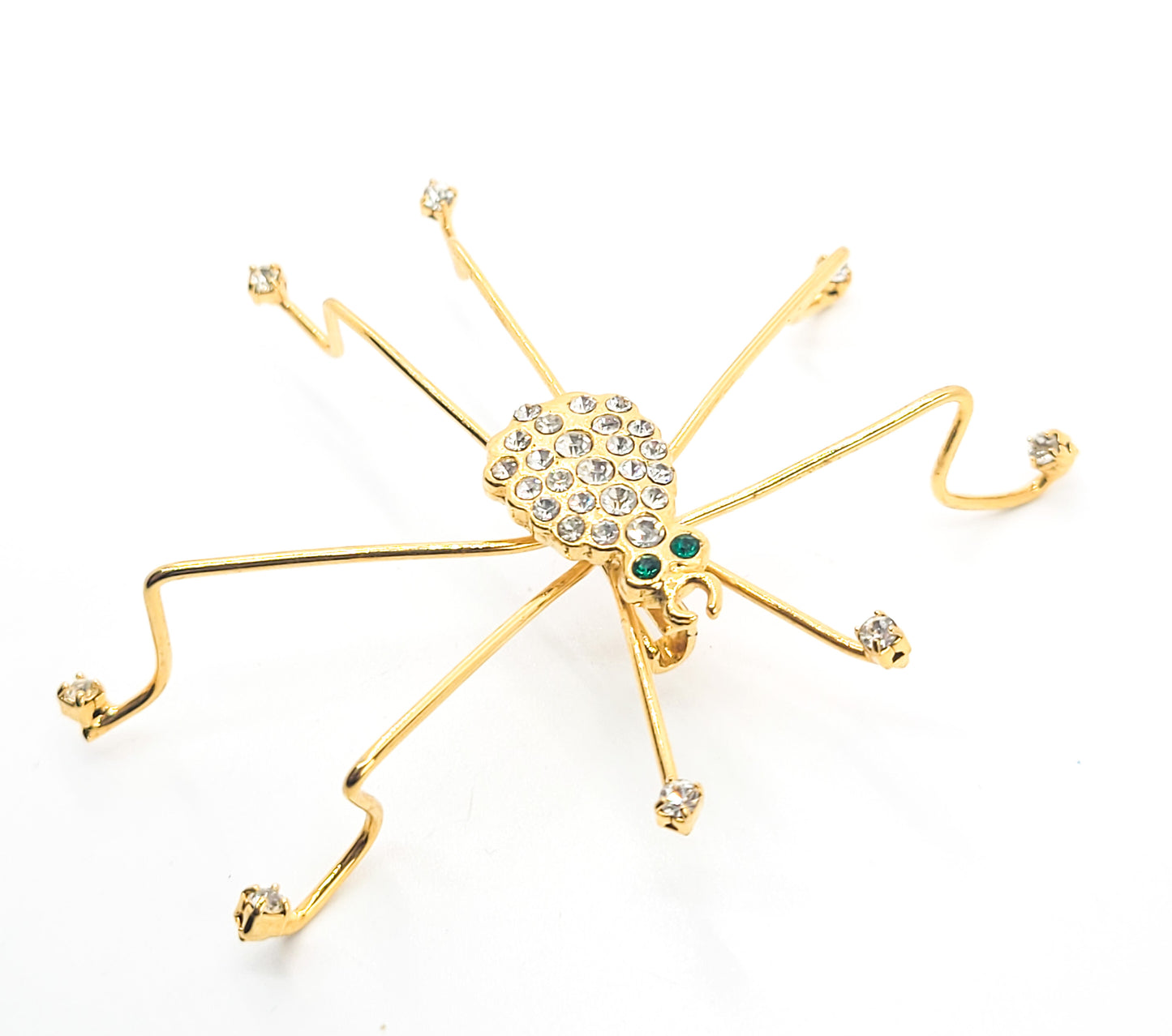 Rhinestone spider insect 3D walking pave set clear chaton brooch