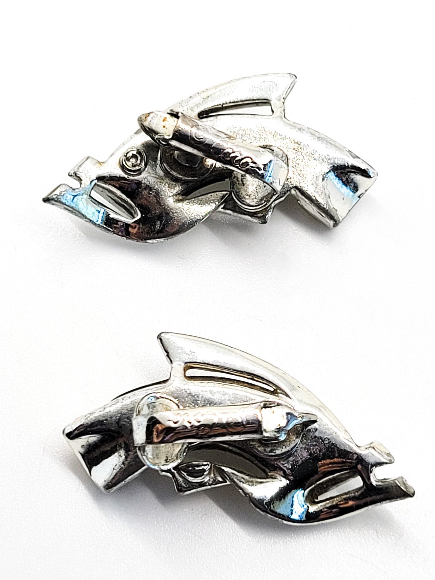 Coro Confetti lucite silver toned signed vintage clip on rhinestone earrings
