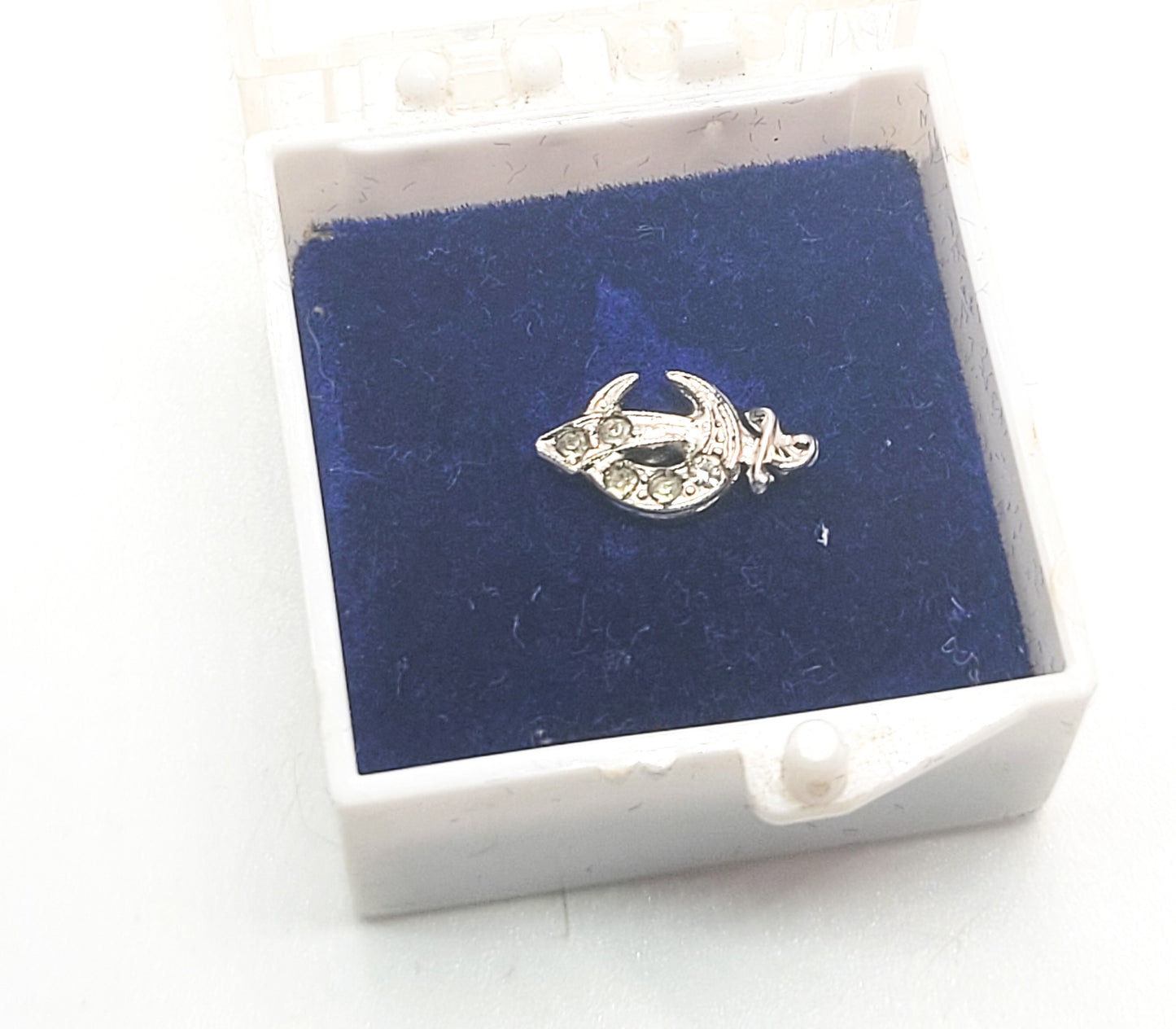 Masonic Shriner's sterling silver rhinestone vintage screw back lapel pin brooch in box