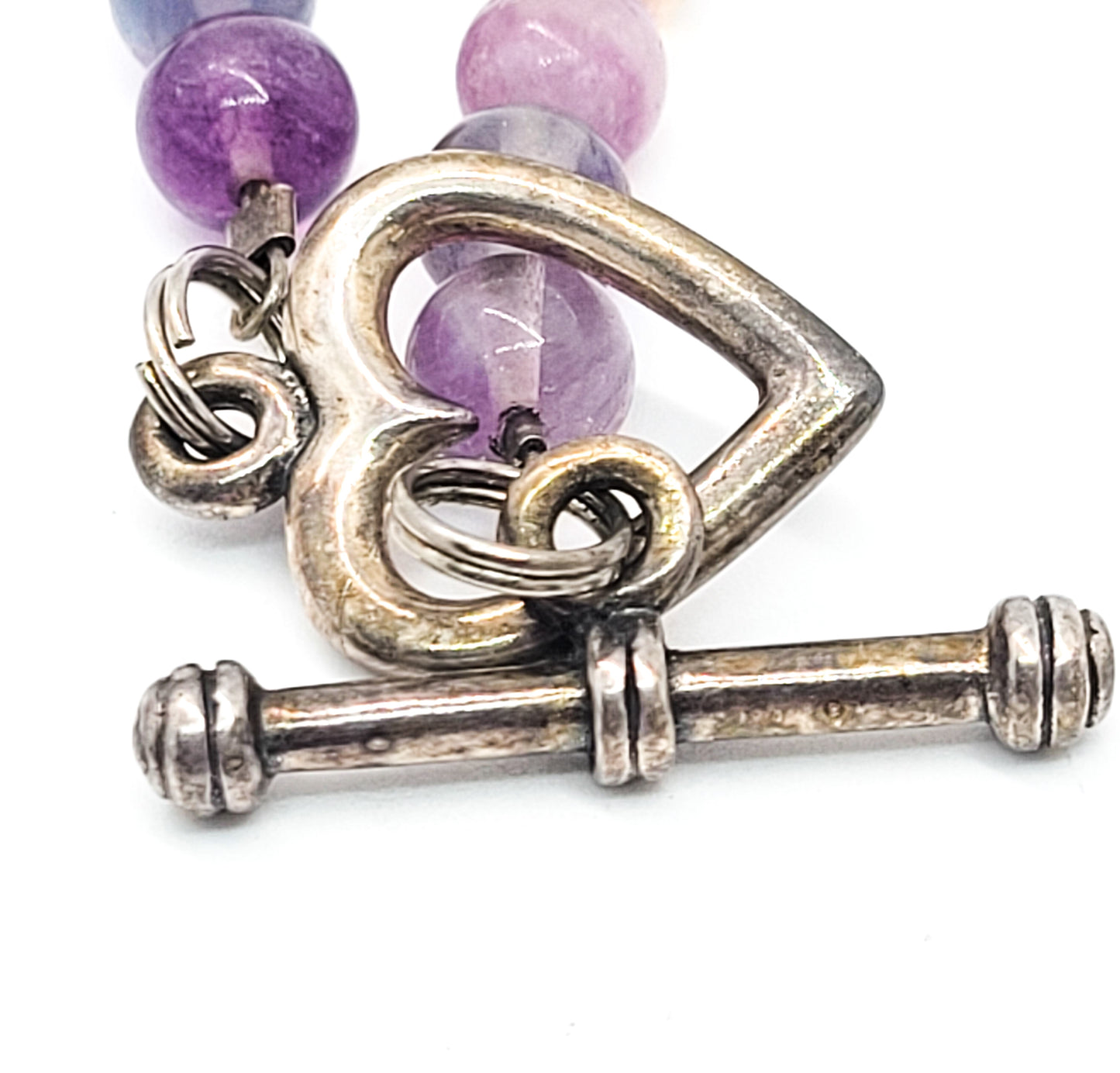 Lepidolite gemstone artisan necklace with flourite and amethyst necklace