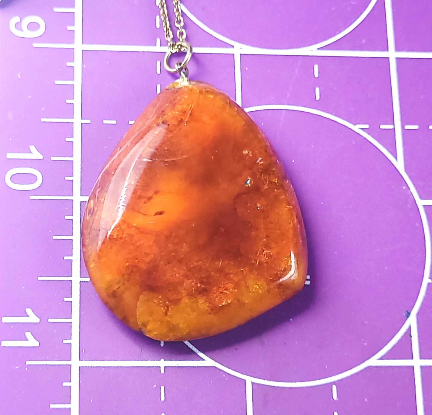 Baltic Amber vintage large polished natural gemstone nugget pendant necklace