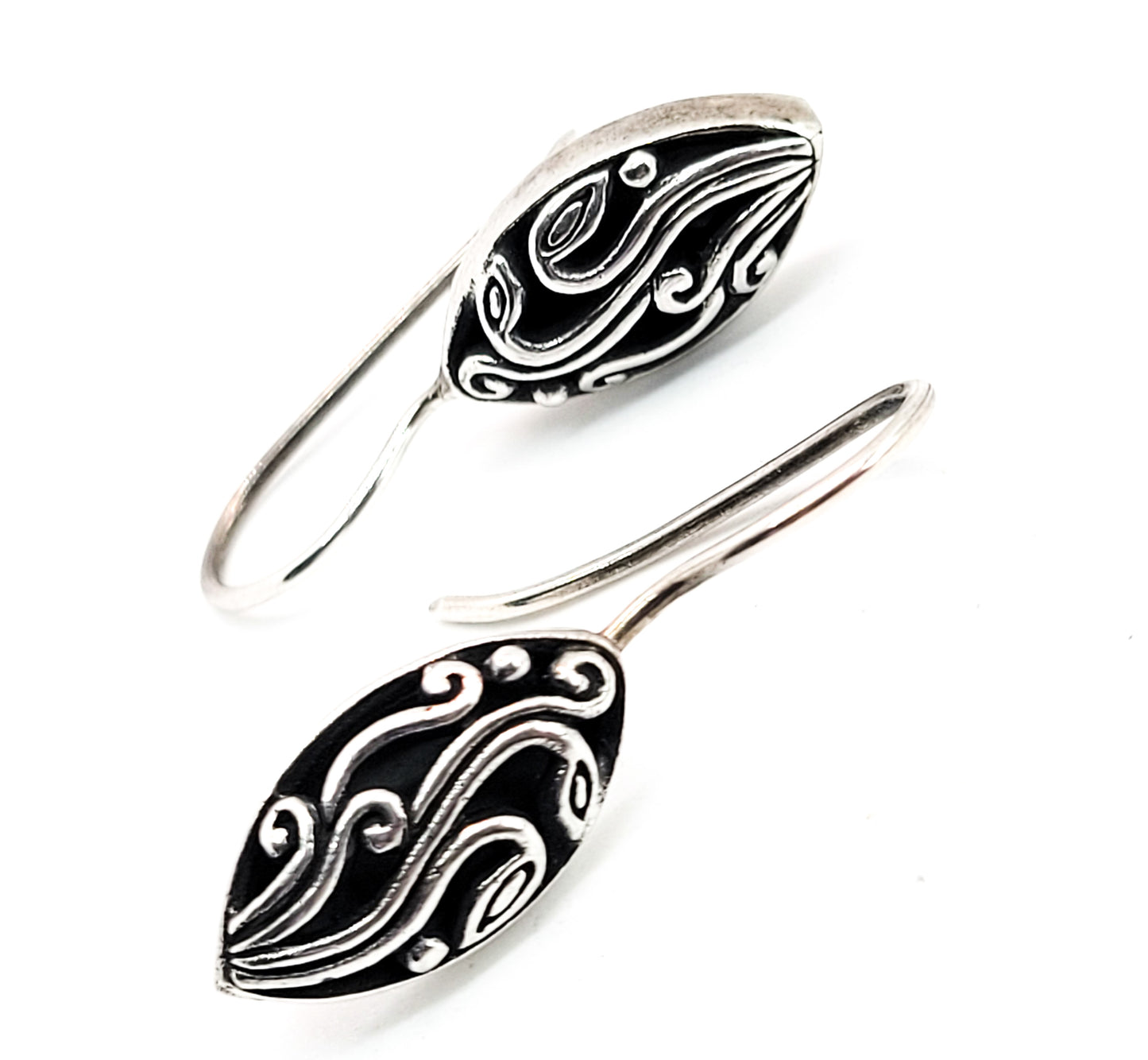 ATI Annika Witt Balinese tribal open work scroll teardrop sterling silver earrings