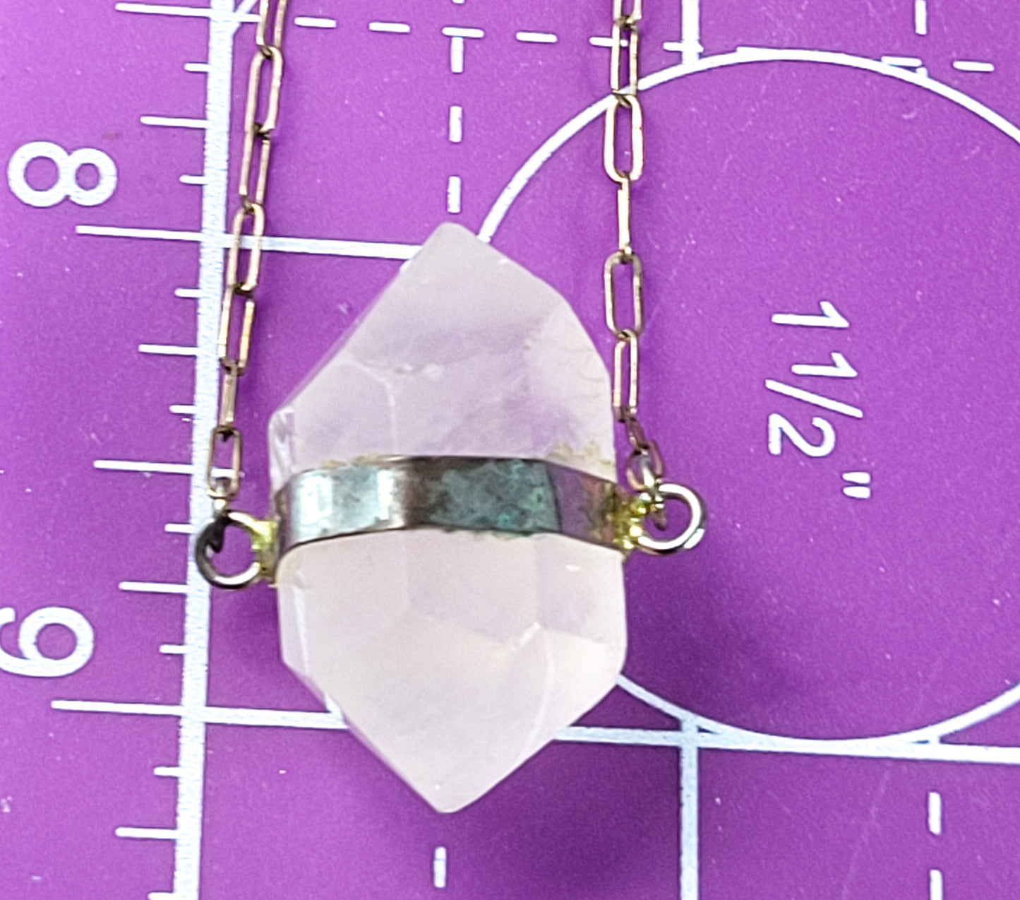 Vice and Virtue 14k gold filled Double terminated Rose Quartz pendant necklace