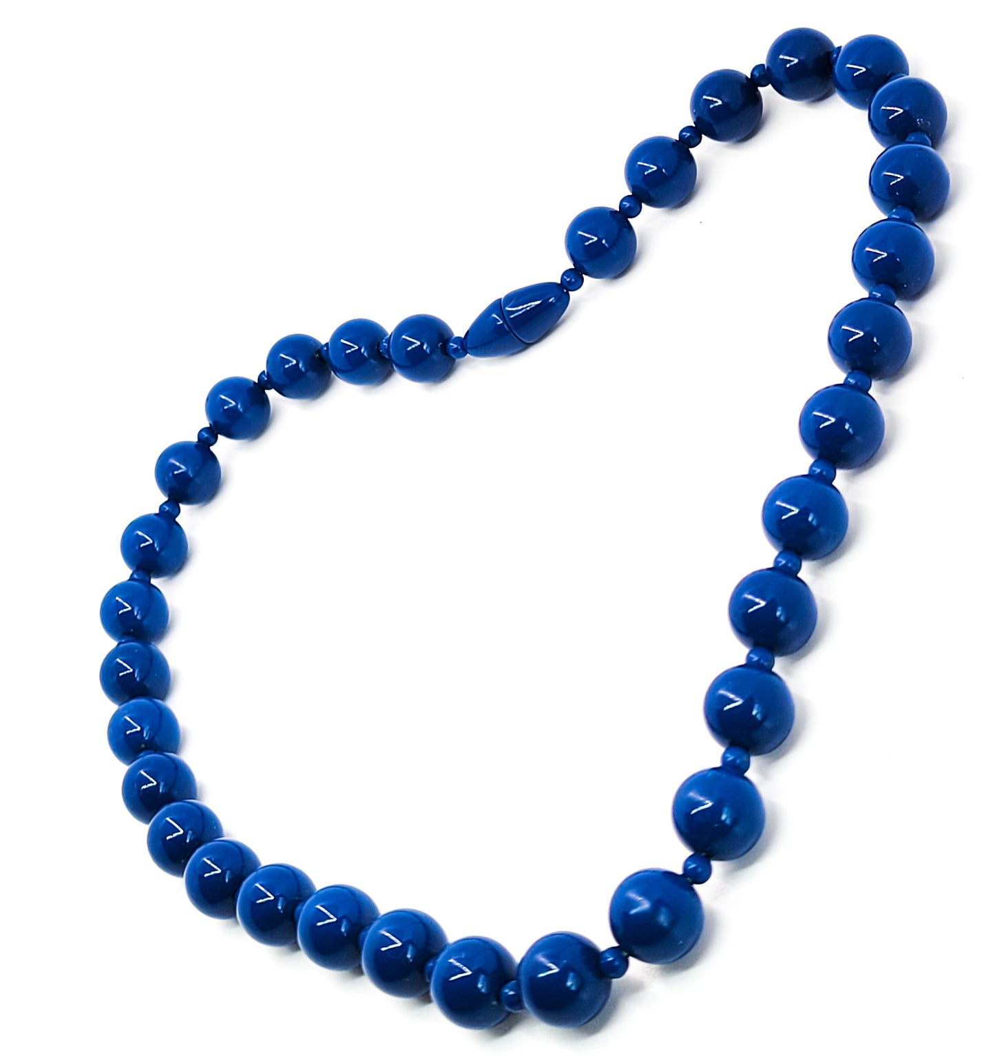 Bright Blue Lucite beaded barrel clasp vintage Lucite necklace