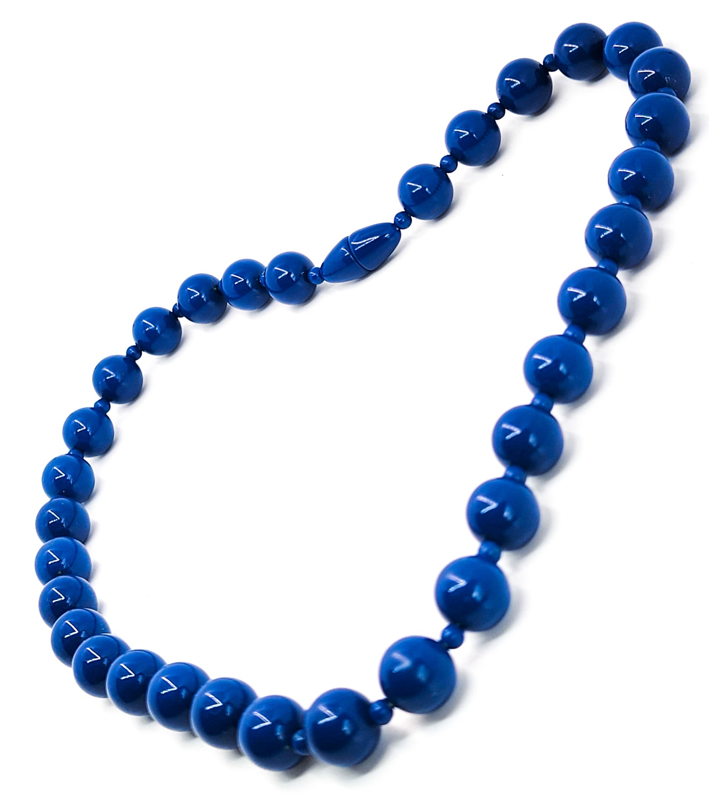 Bright Blue Lucite beaded barrel clasp vintage Lucite necklace
