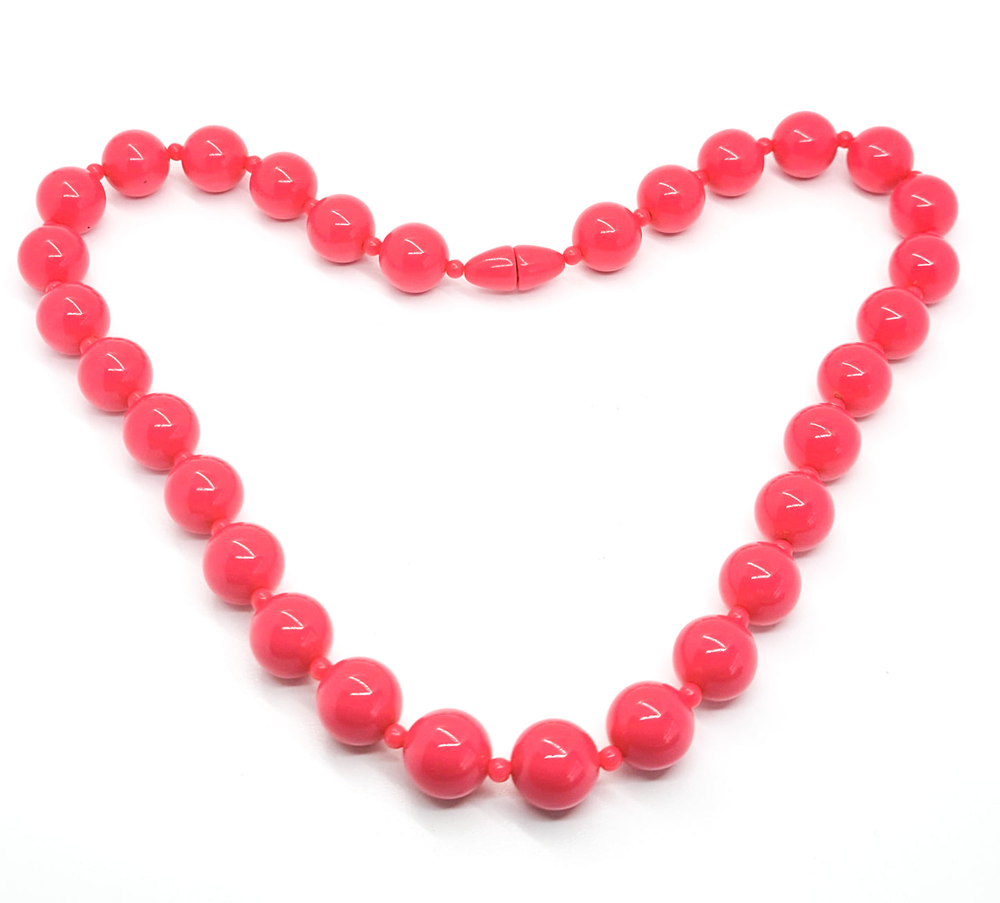 Pink Lucite vintage beaded necklace with barrel clasp