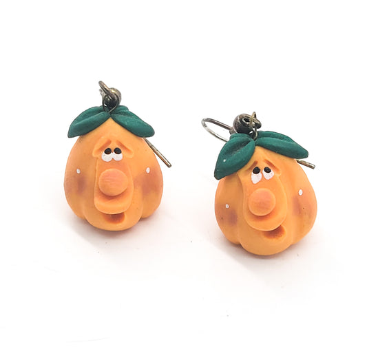 Chatty Pumpkins artisan clay Halloween vintage smiling earrings