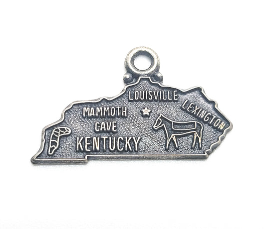 Kentucky state vintage sterling silver bracelet charm souvenir