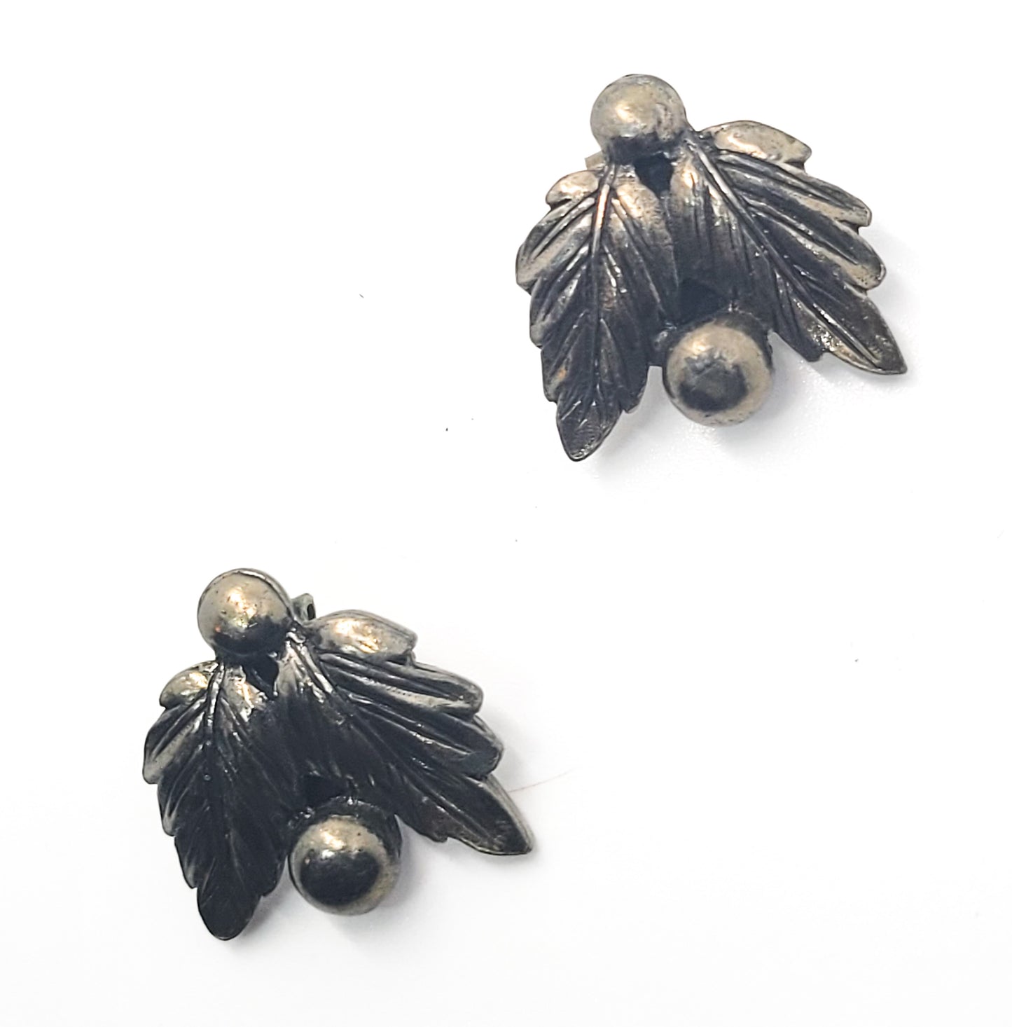Leaf and Berry vintage bronze holiday clip on earrings