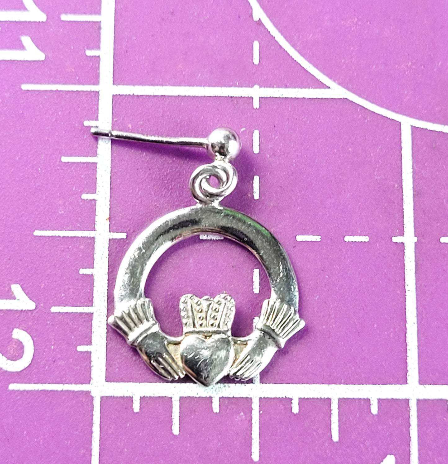 Fado Claddagh signed vintage sterling silver drop Irish earrings made in Ireland