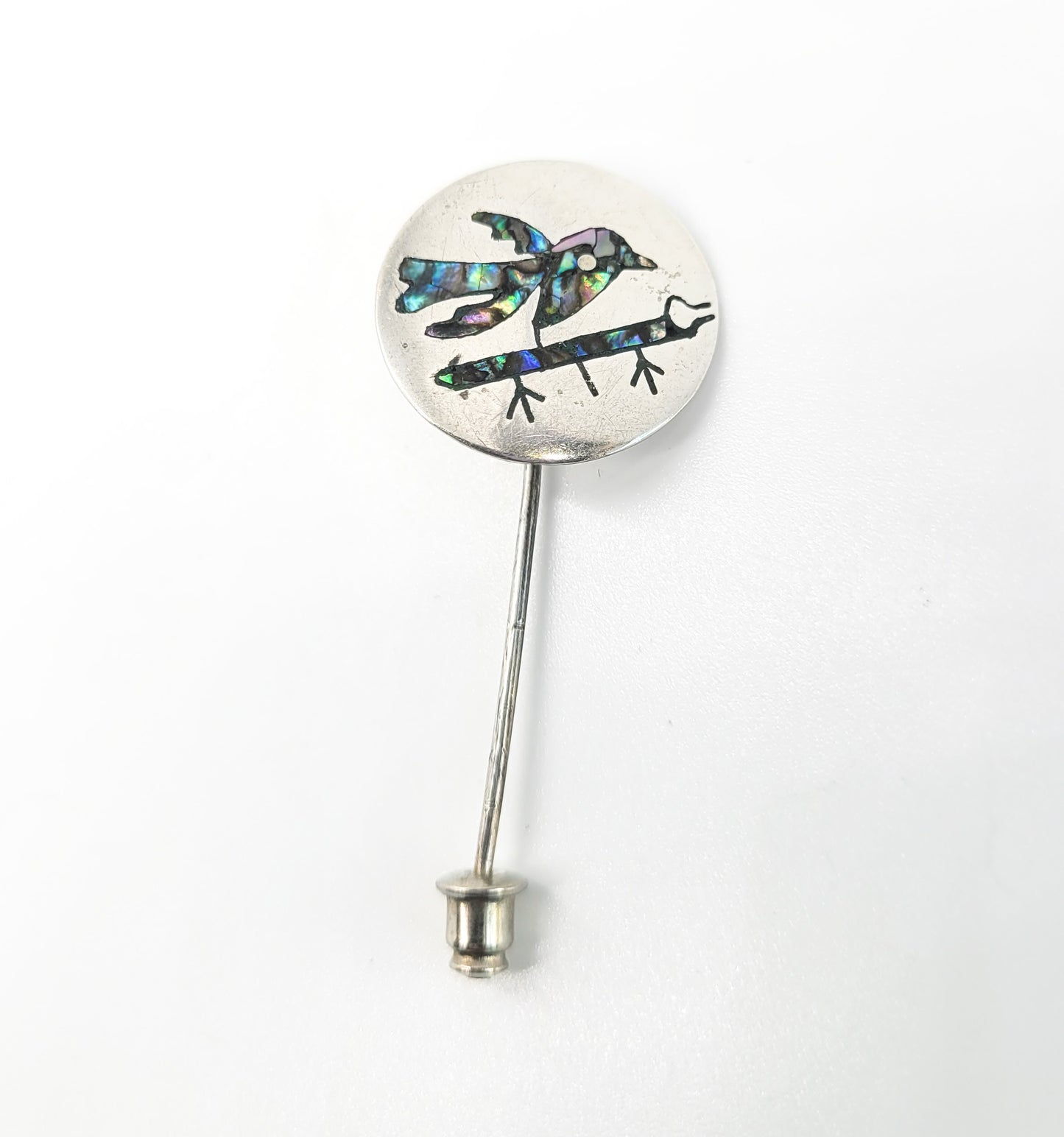 Abalone bird vintage sterling silver Taxco Mexico lapel pin brooch