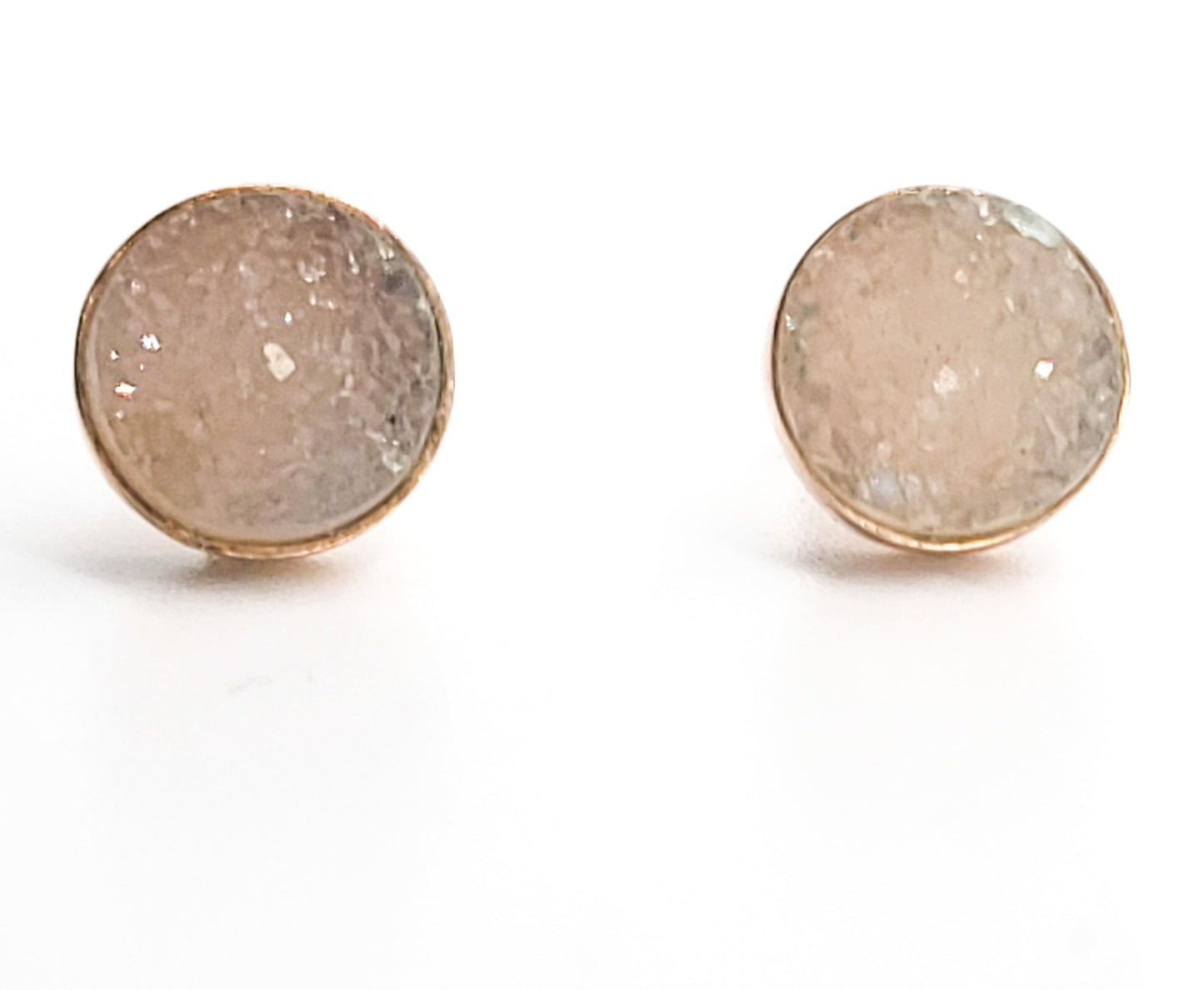 Yellow druzy gemstone rose gold over sterling silver stud earrings