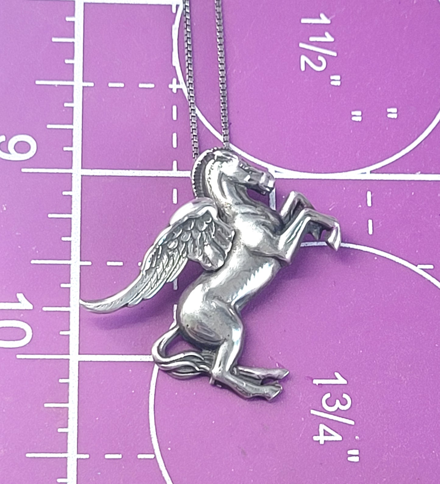 Pegasus flying winged horse mythical fantasy sterling silver pendant necklace