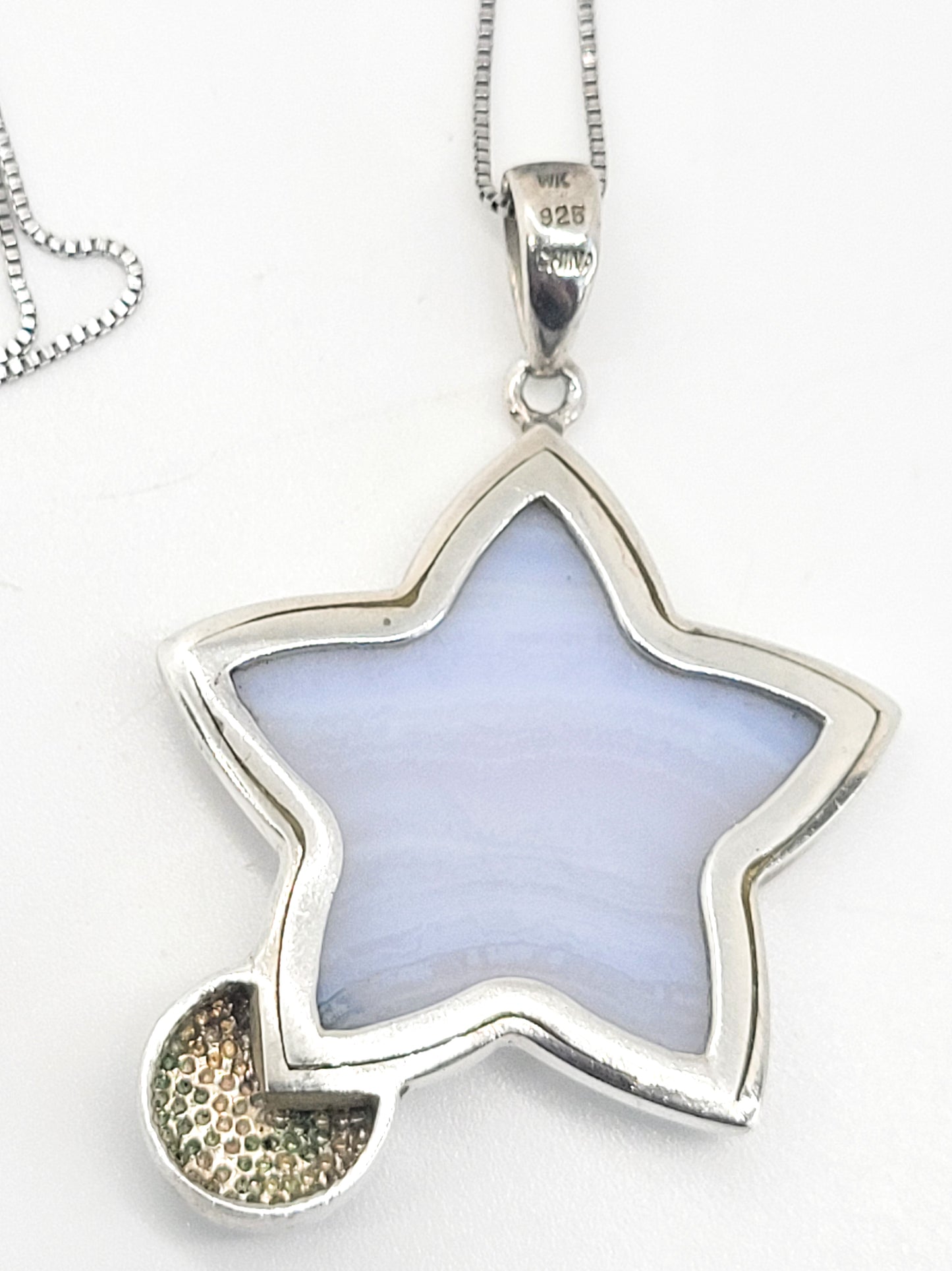 Whitney Kelly WK Blue lace agate star and amethyst sterling silver necklace