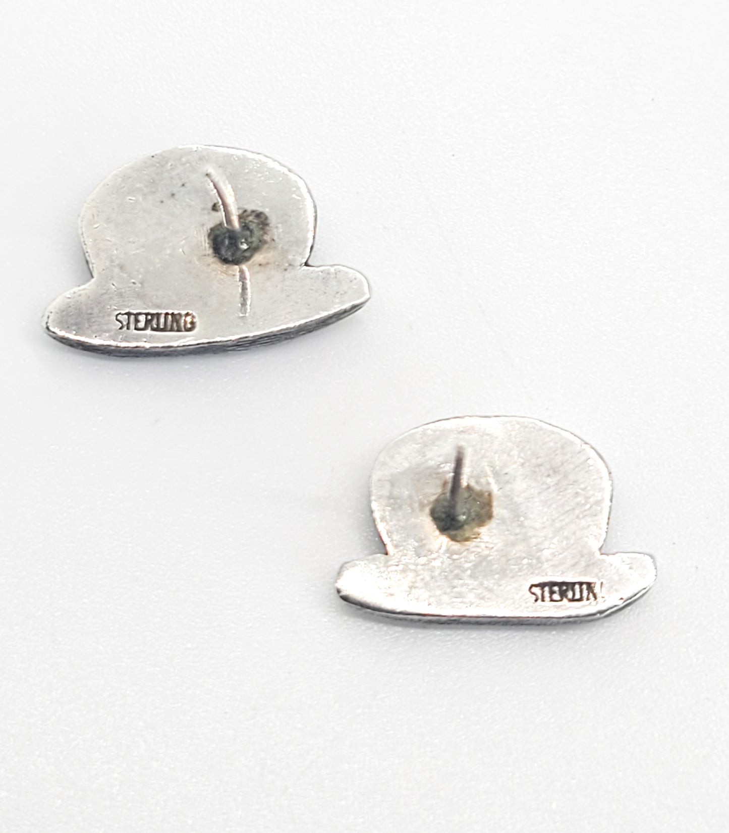 Darby bowler hat vintage detailed sterling silver stud earrings dapper