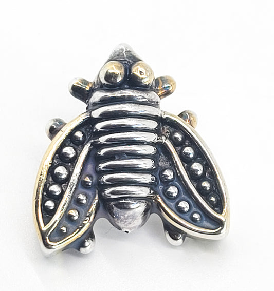 Simon Sebbag SSD Bee Puffy figural sterling silver vintage brooch pin signed