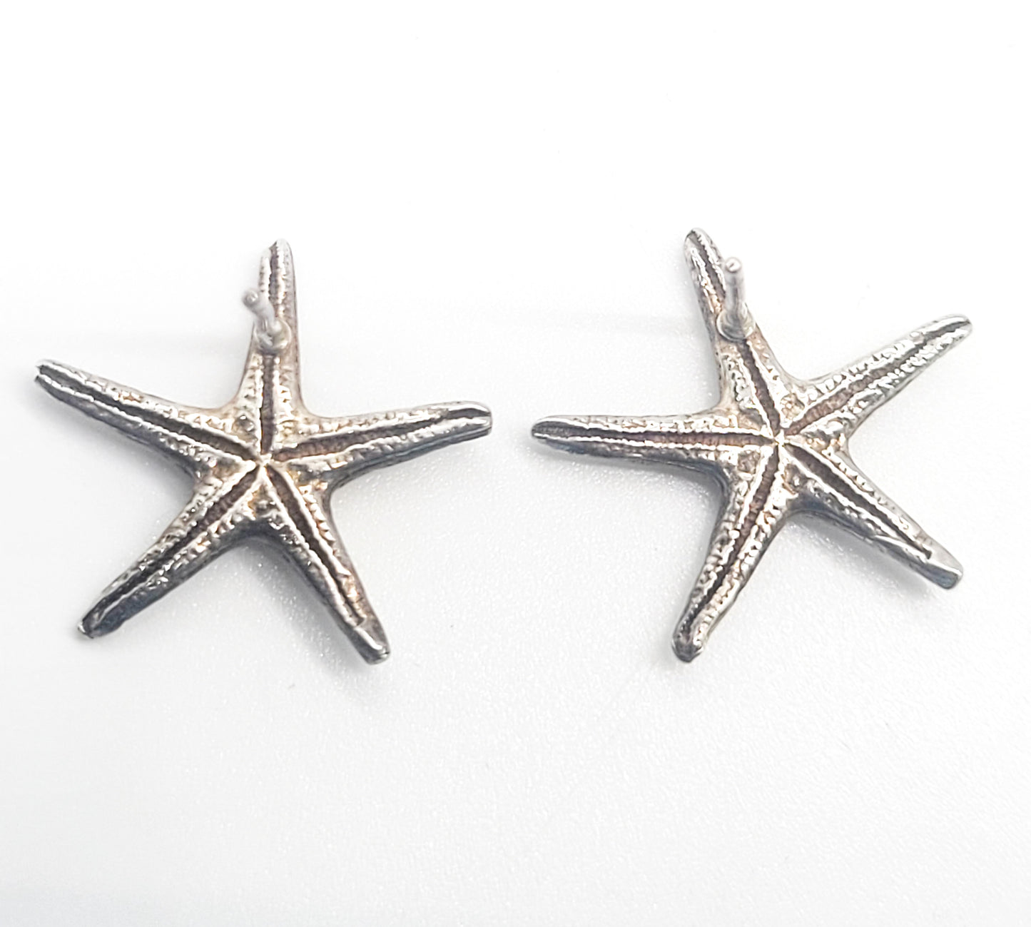 Starfish casted vintage sterling silver stud earrings marine life nautical