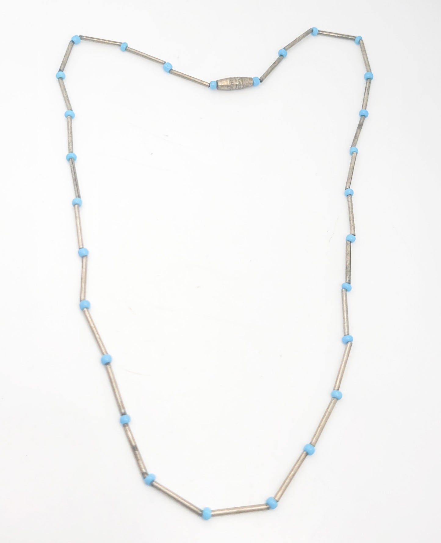 Liquid silver plated vintage beaded Southwestern fetish style necklace