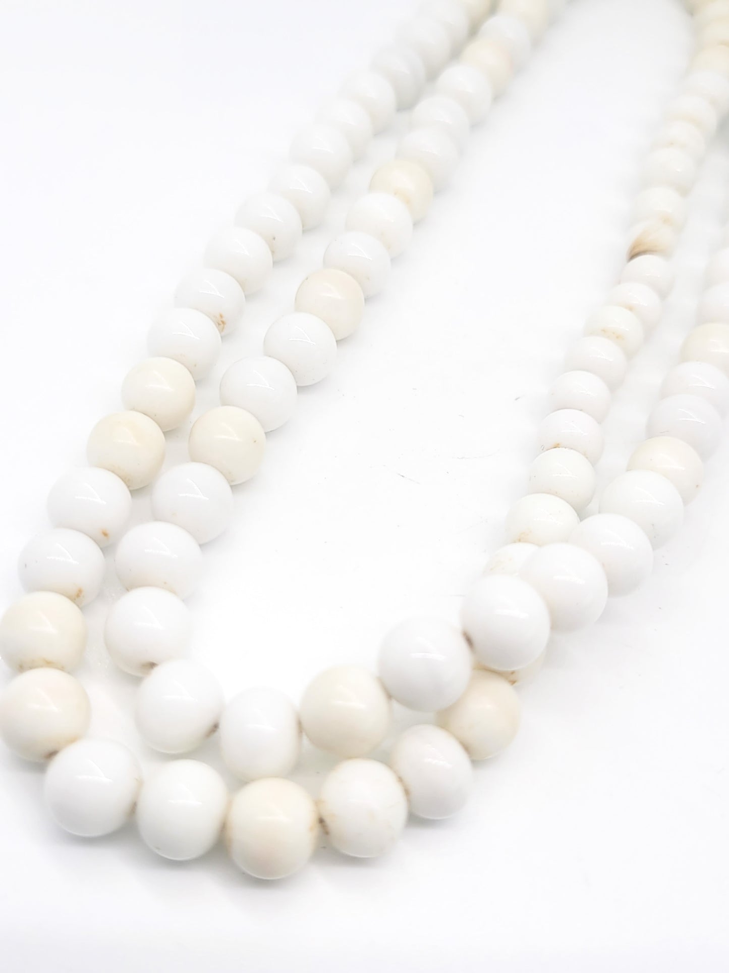 Milk glass vintage white long beaded necklace 26 inches