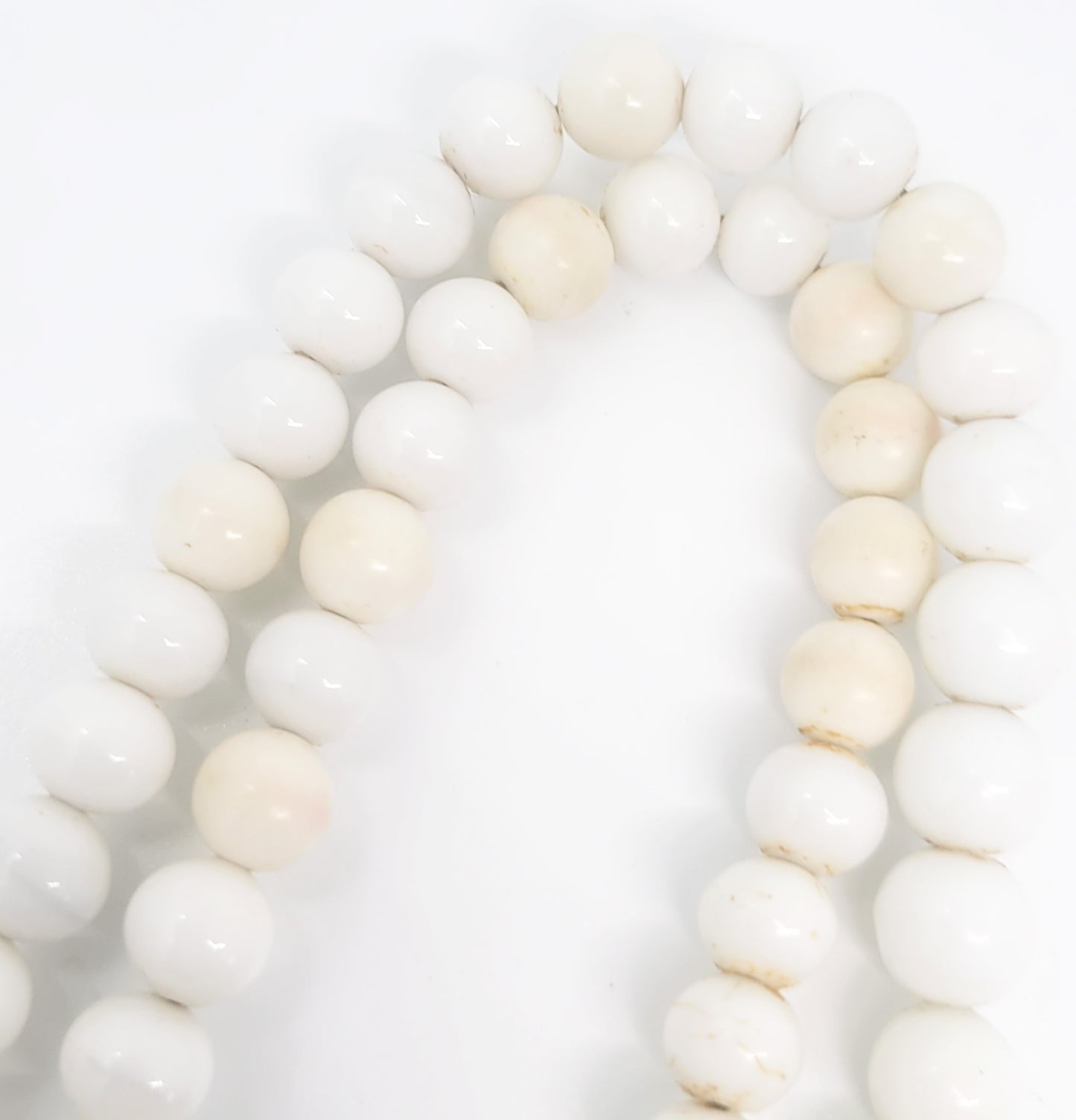 Milk glass vintage white long beaded necklace 26 inches