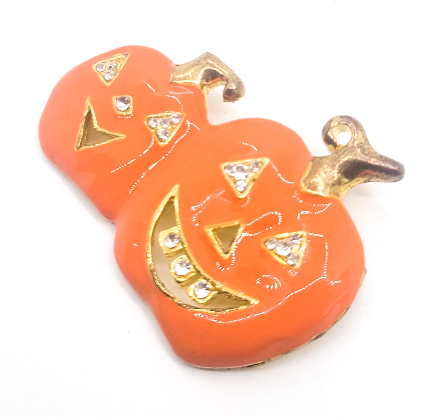 Halloween Double Jack o Lantern pumpkin rhinestone brooch