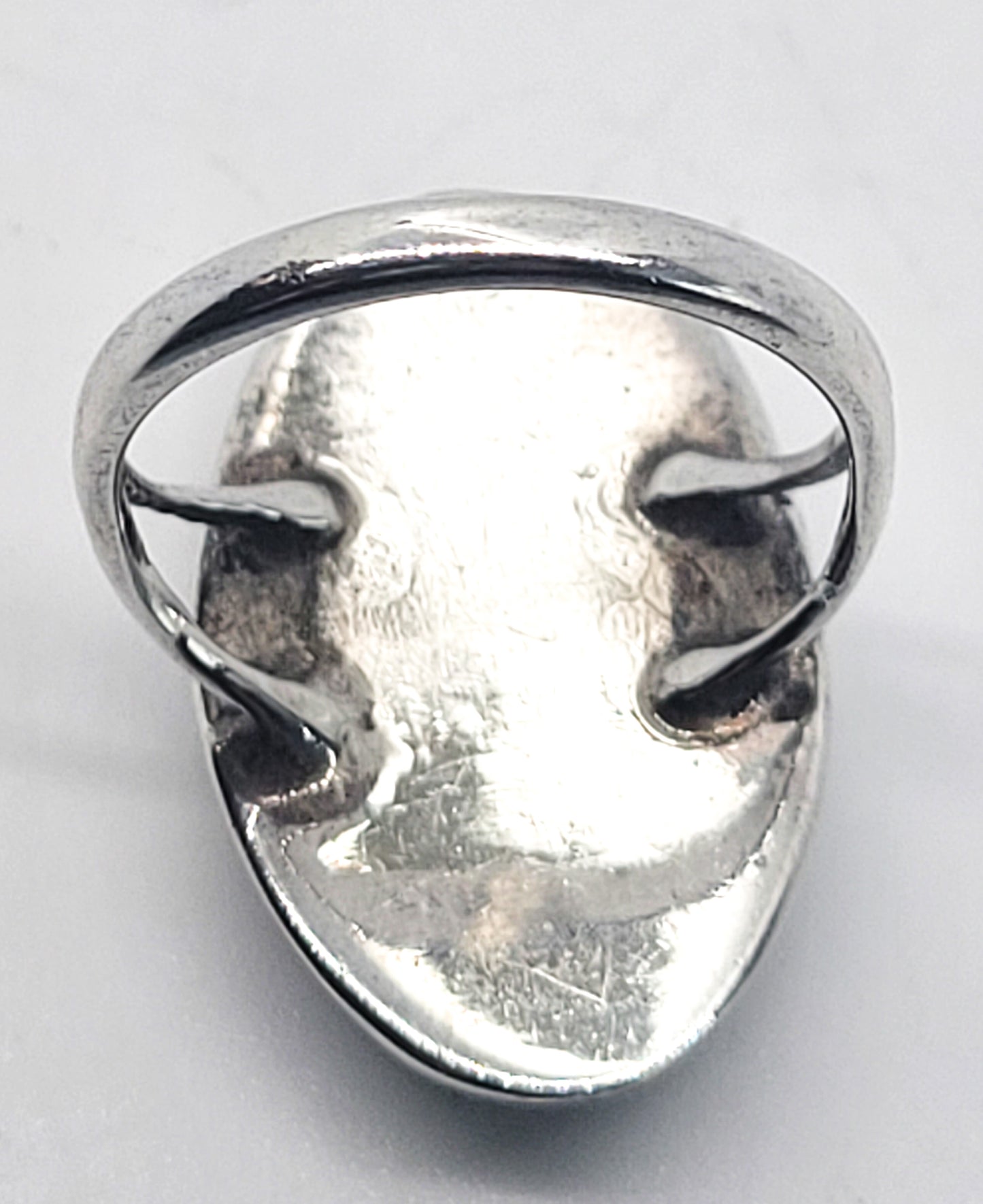 Malachite large Southwestern split shank sterling silver ring size 5.5