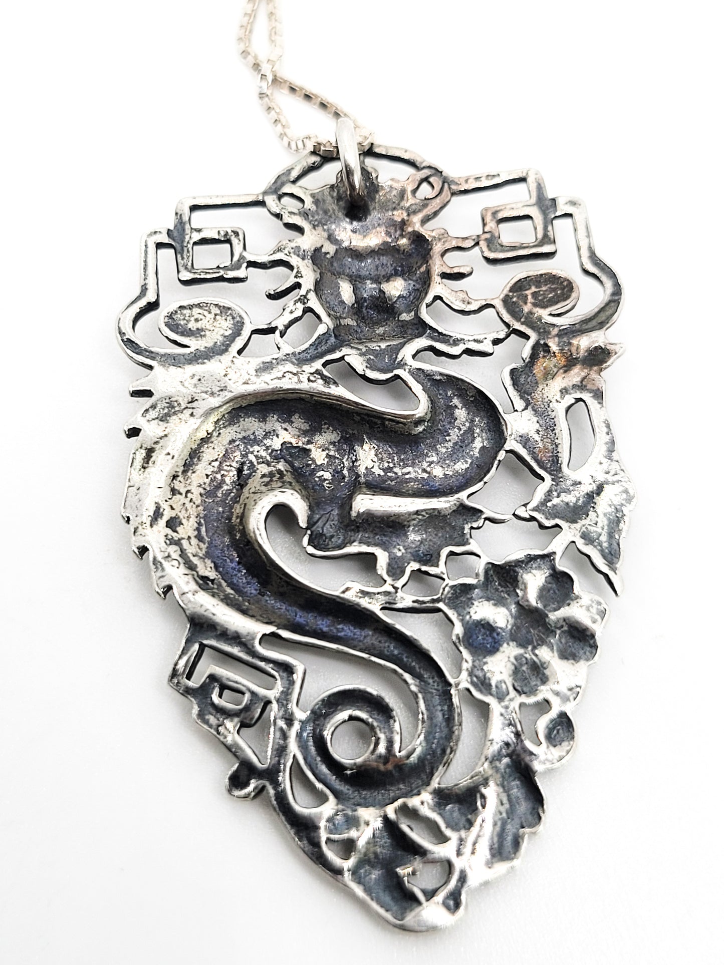 Chinese vintage Dragon Sterling silver vintage necklace