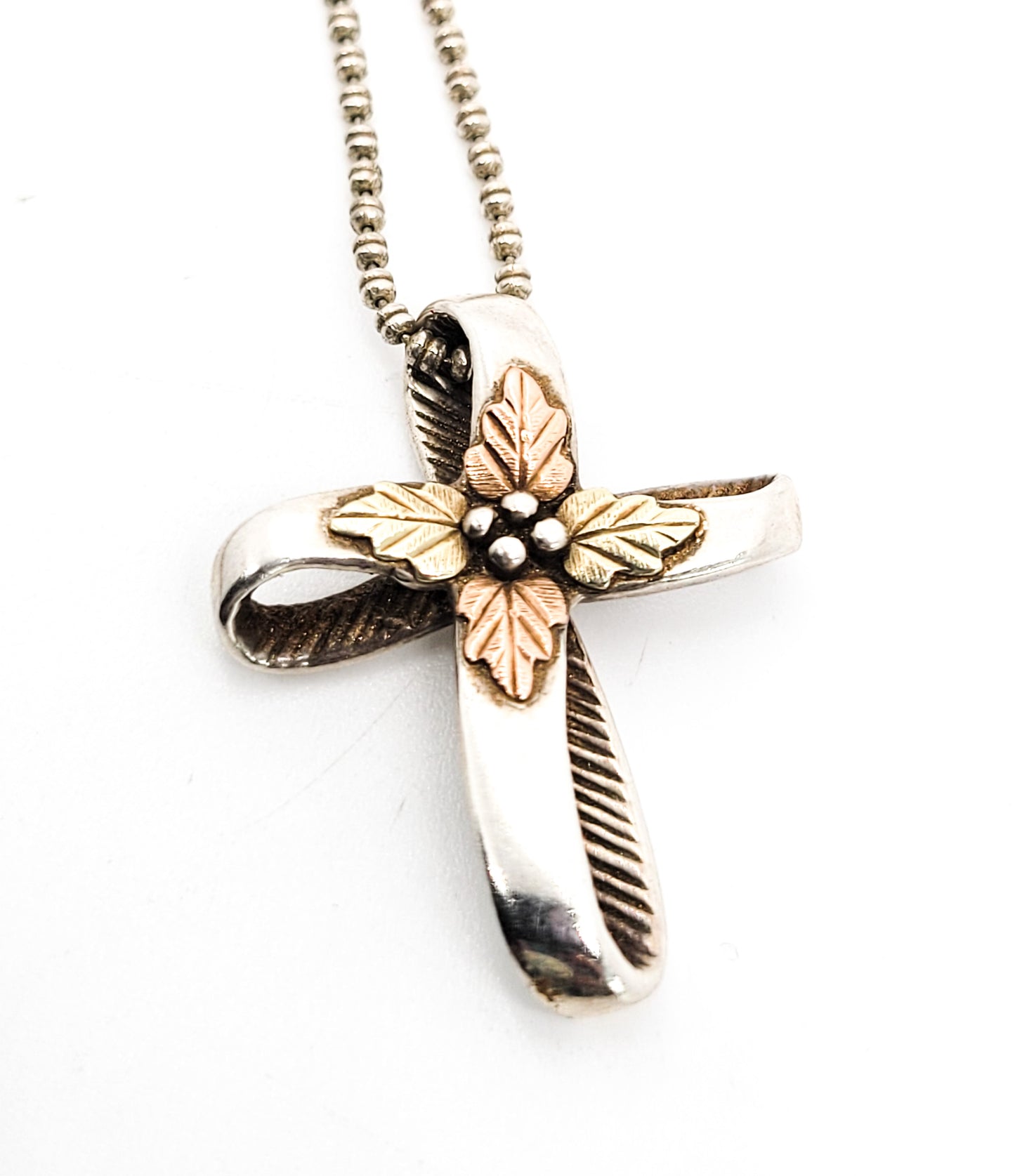 Black Hills Gold Coleman Co. 12k gold & sterling vintage cross necklace
