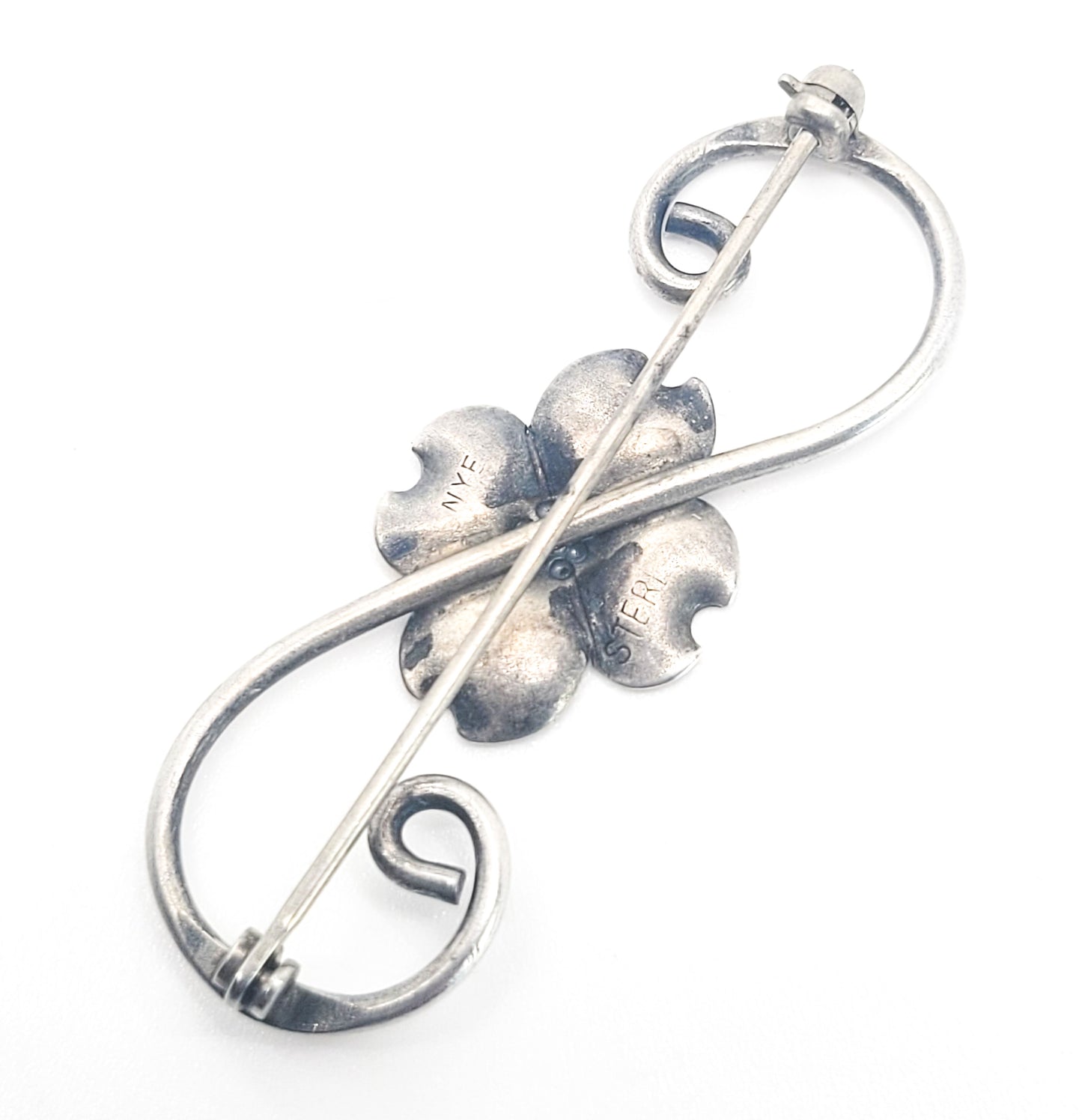 Dogwood Stuart NYE vintage sterling silver flower brooch