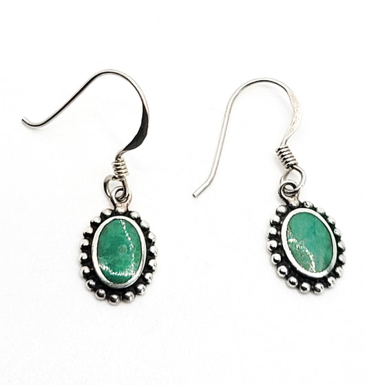 Boma turquoise green gemstone vintage sterling silver drop earrings
