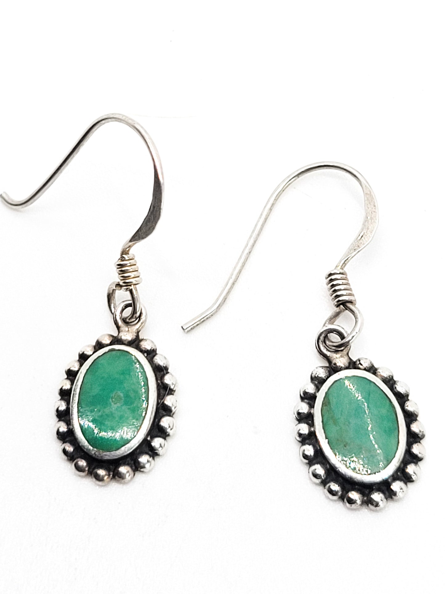 Boma turquoise green gemstone vintage sterling silver drop earrings