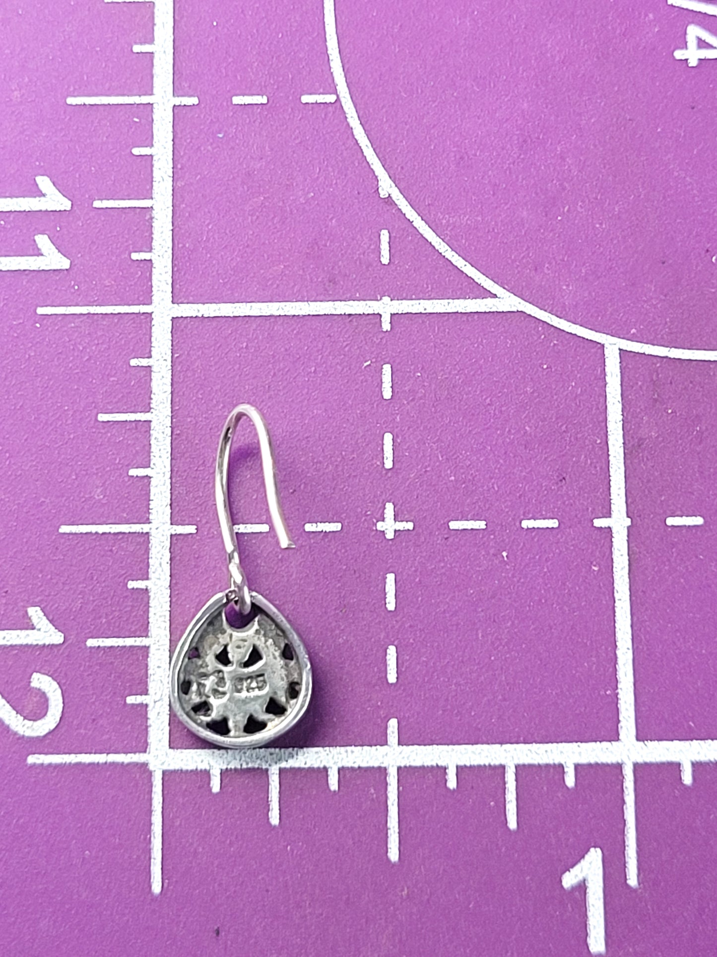Petite small Balinese Tribal vintage sterling silver drop earrings