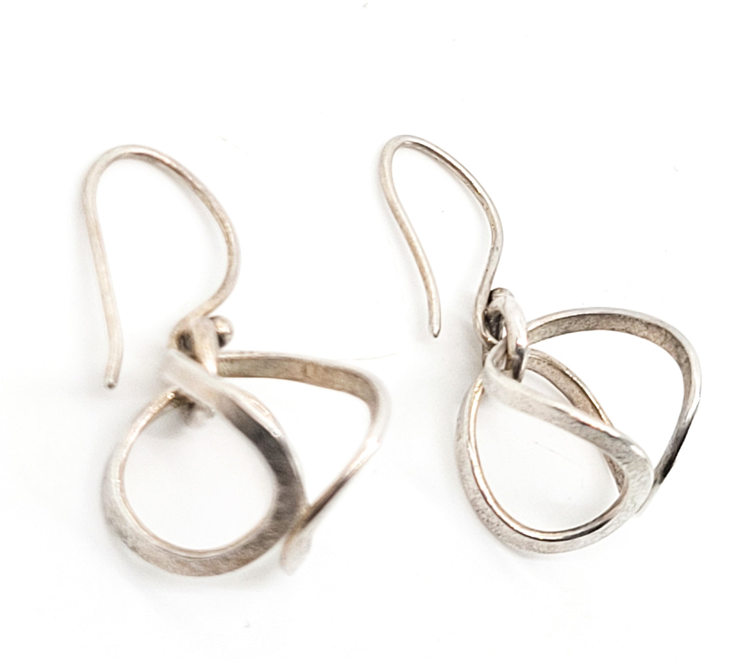 Loeber and Look Abstract modernist hoop drop retro vintage sterling silver earrings