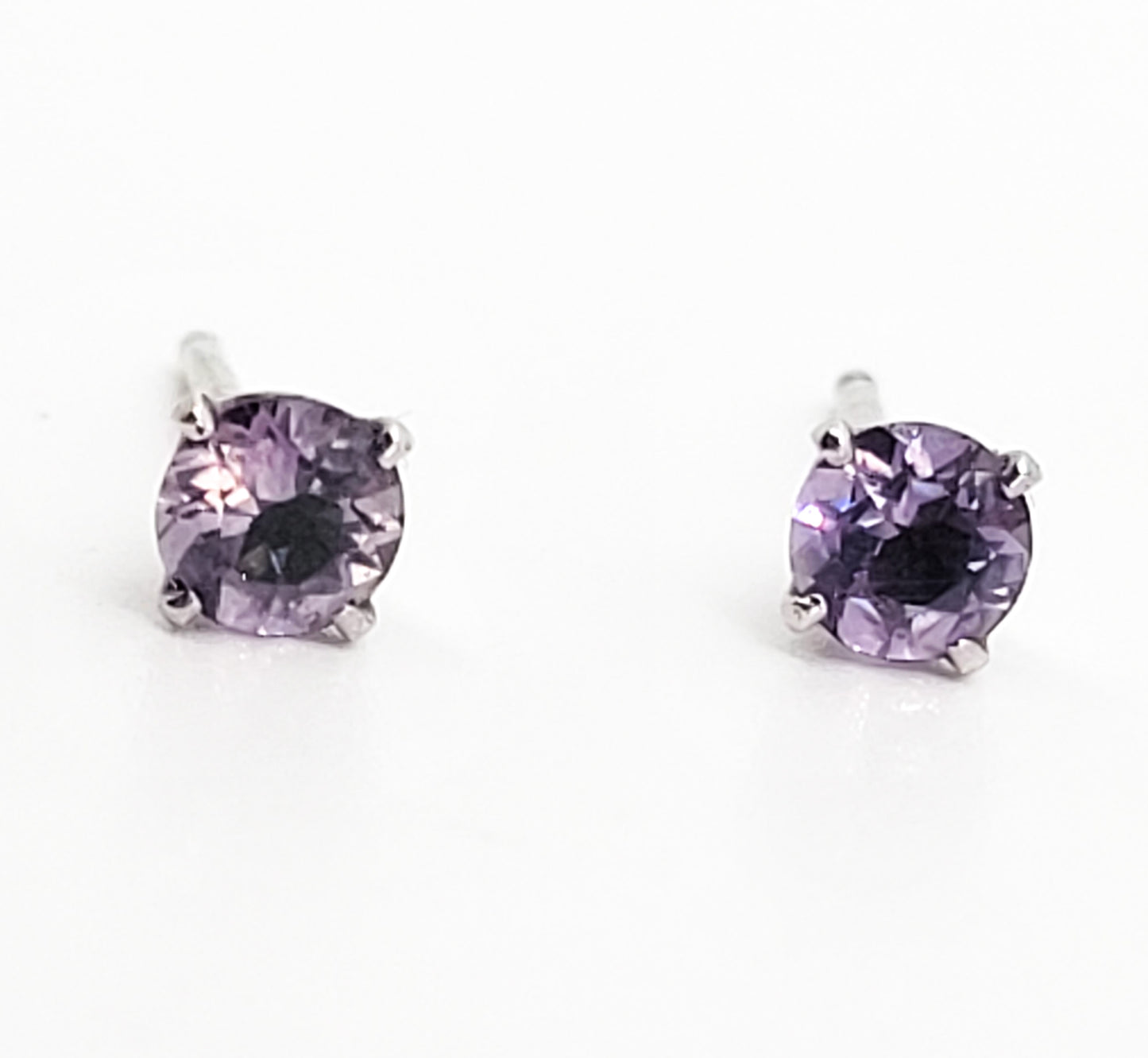 STG Sterling silver purple claw set Cubic Zirconia CZ earrings
