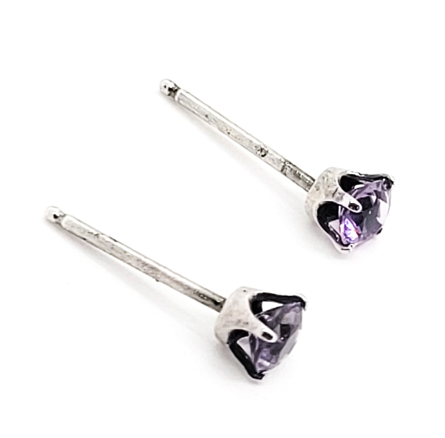 STG Sterling silver purple claw set Cubic Zirconia CZ earrings