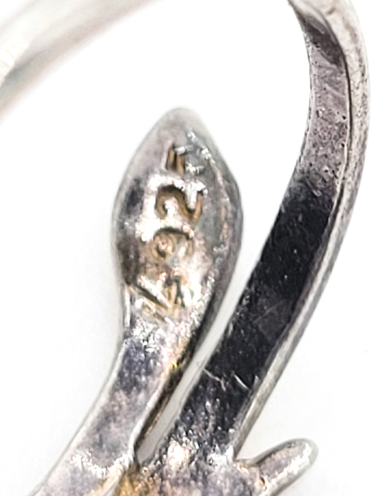 Snake artisan etched reptile vintage sterling silver ring size 6