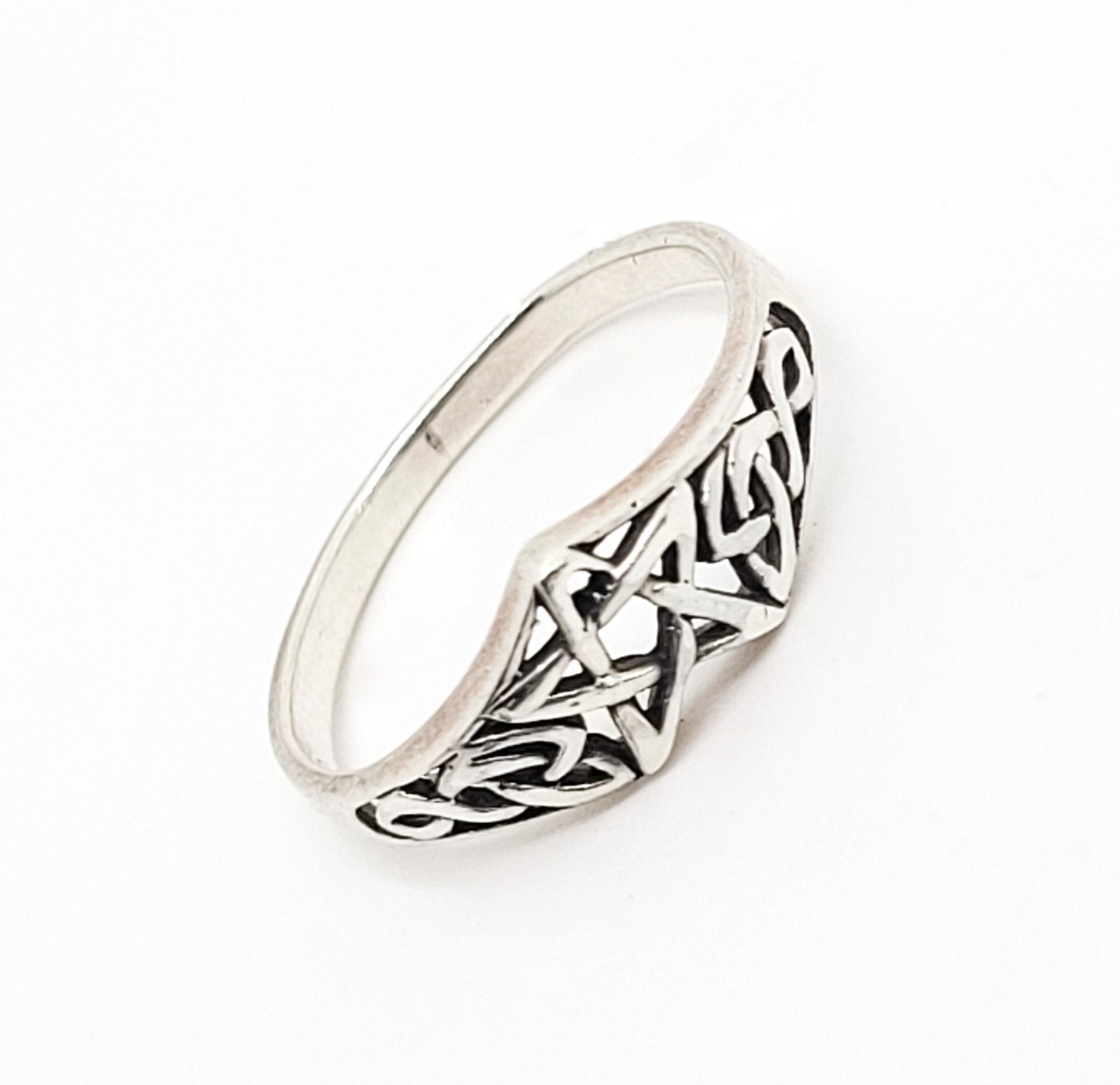 Star pentacle Celtic infinity knot vintage sterling silver band ring size 8