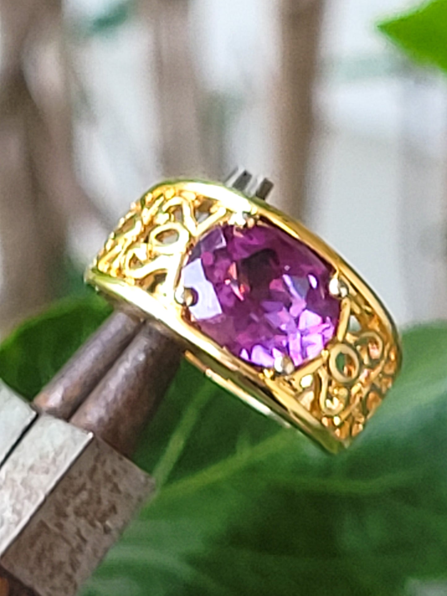 Color changing blue purple sapphire vermeil sterling silver plated ring size 6