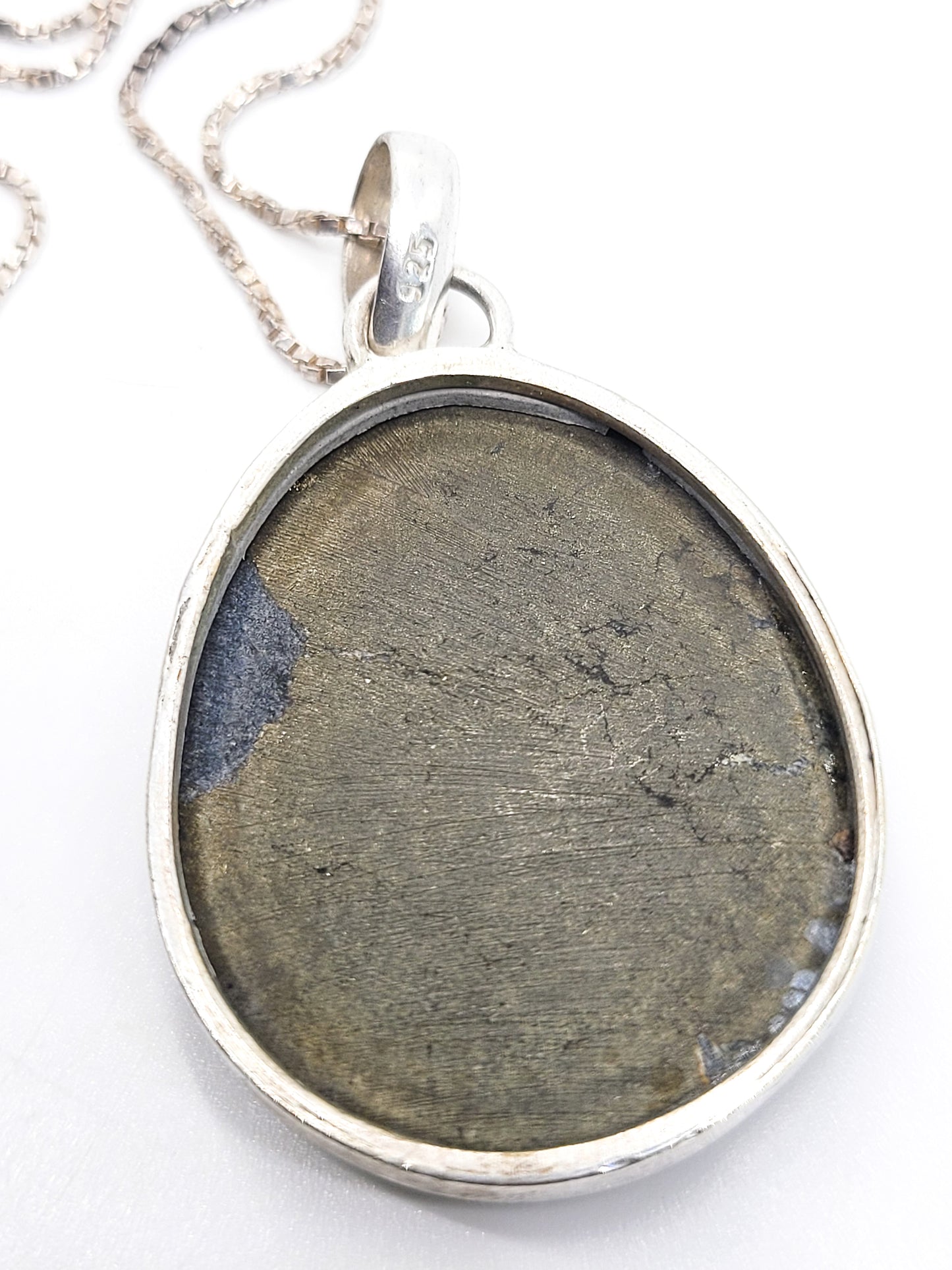 Apache Gold Pyrite "Fools Gold" large sterling silver vintage pendant necklace