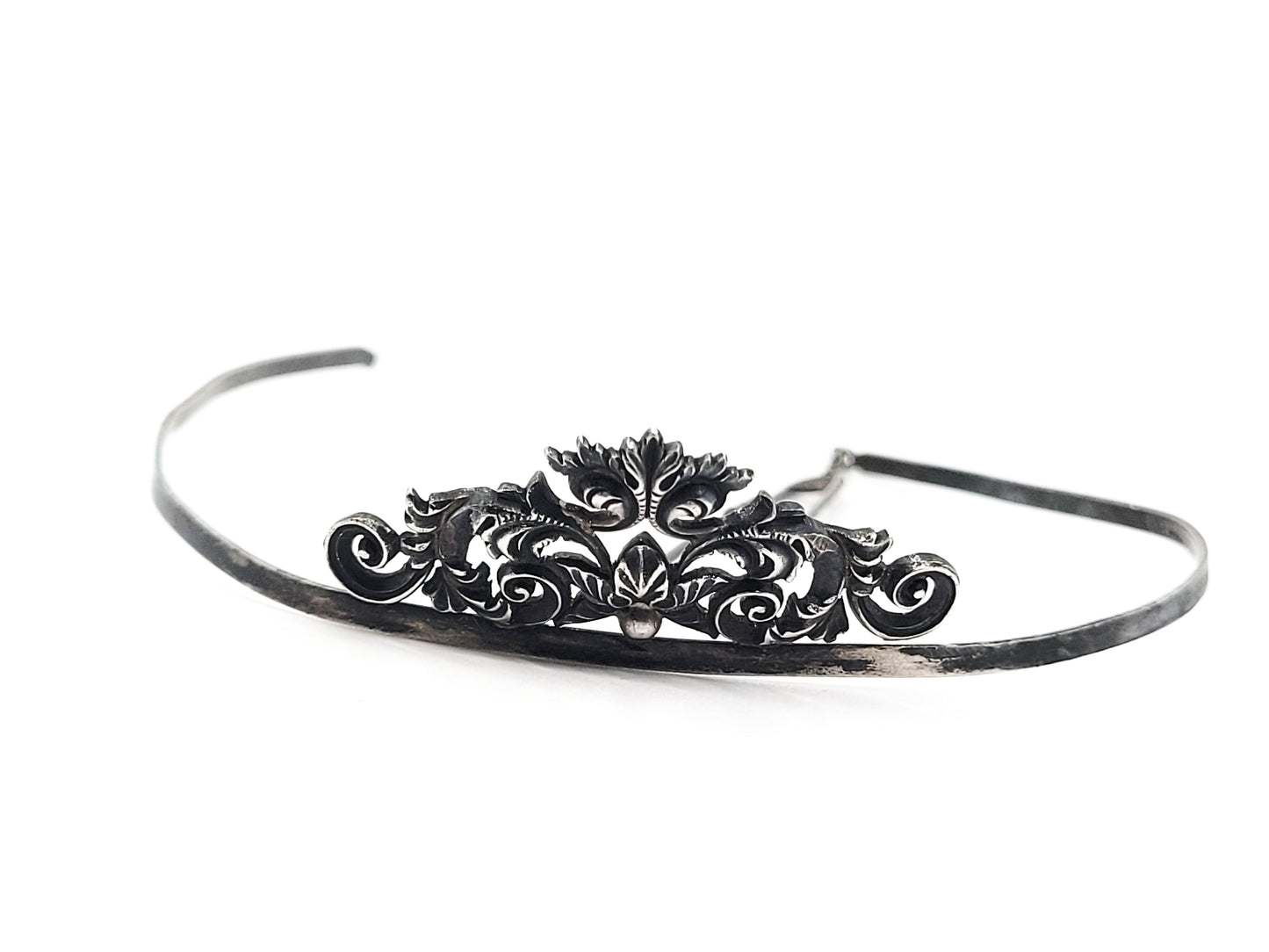 Tiara antique sterling silver cartouche crown hair accessories Wedding Prom