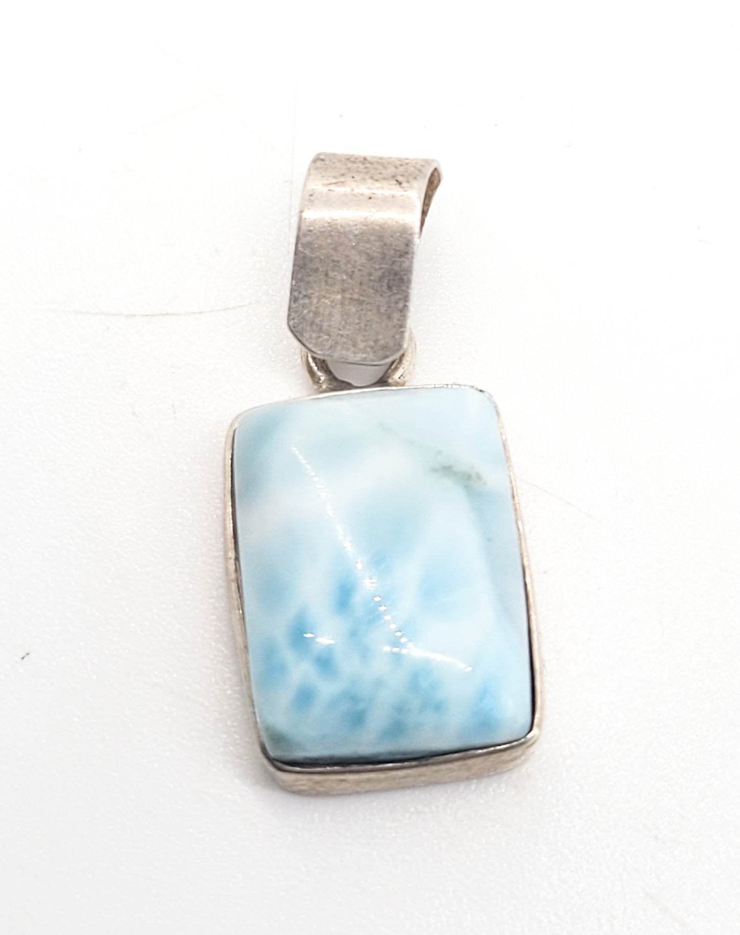 Larimar Dominican Republic blue gemstone sterling silver pendant