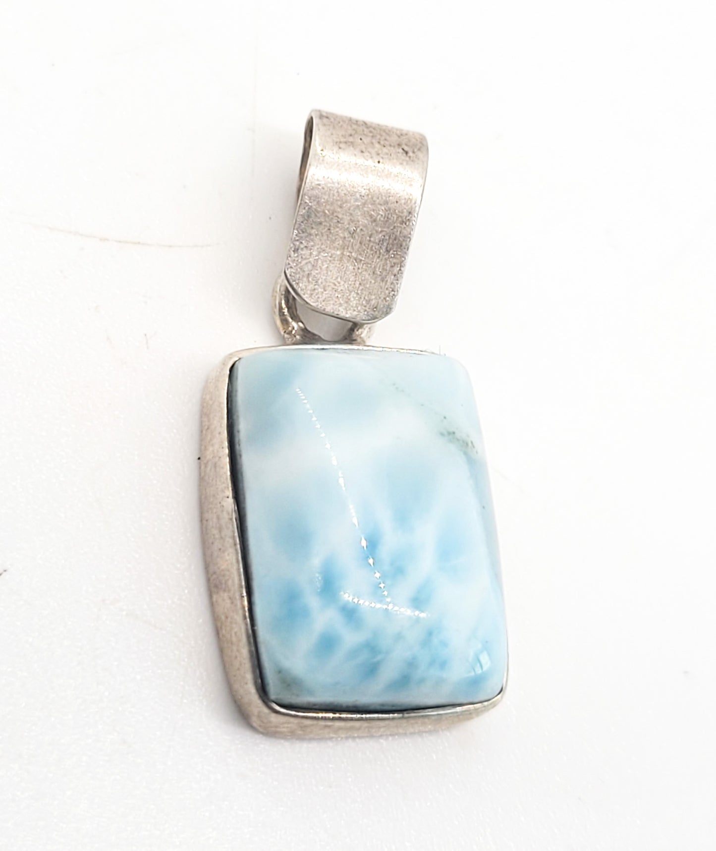 Larimar Dominican Republic blue gemstone sterling silver pendant